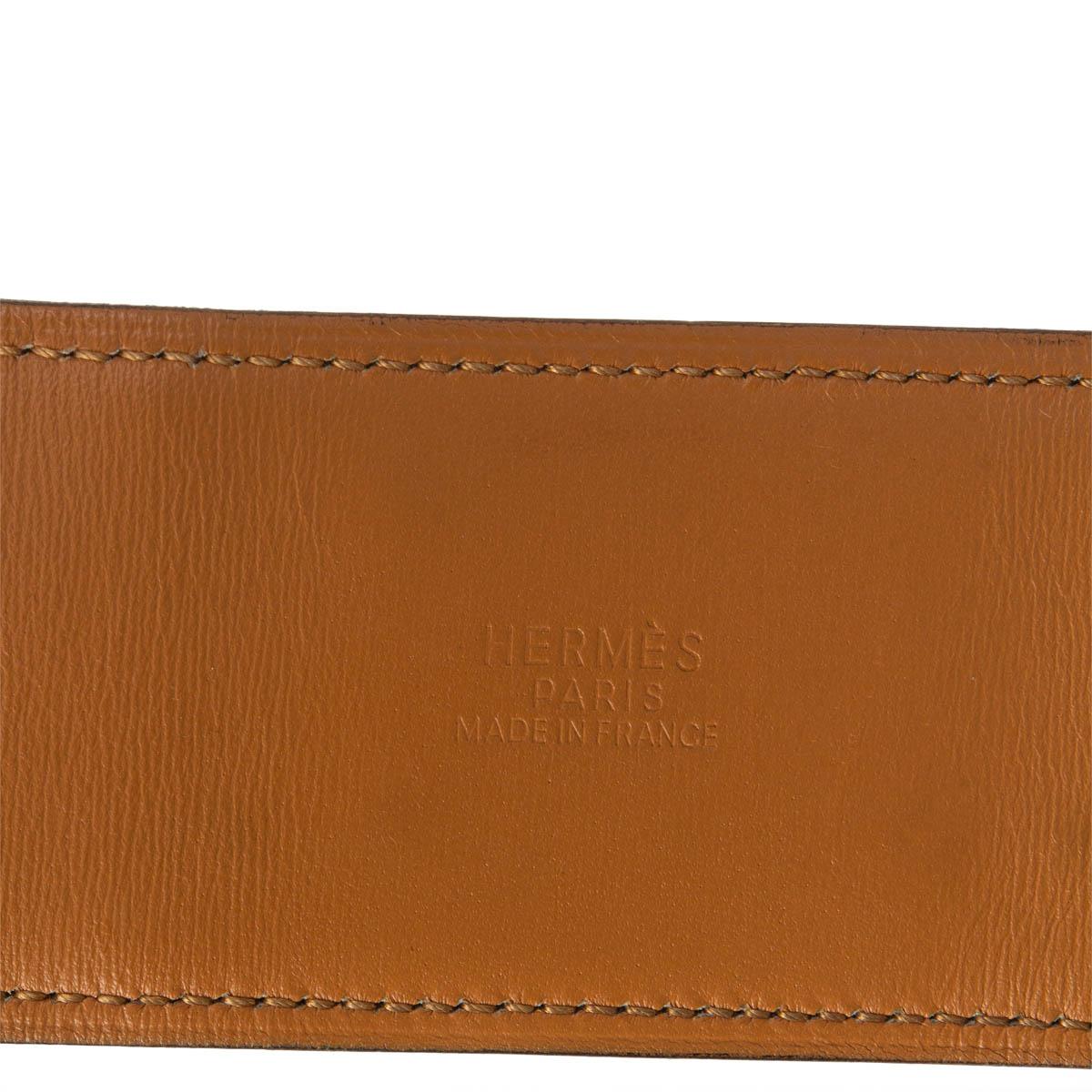 Brown HERMES black Box leather COLLIER DE CHIEN Belt 90 For Sale