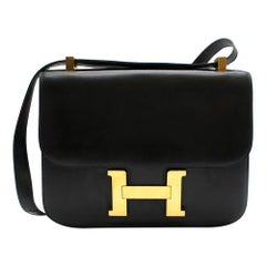 Hermes Black Box Leather Constance 24 Bag