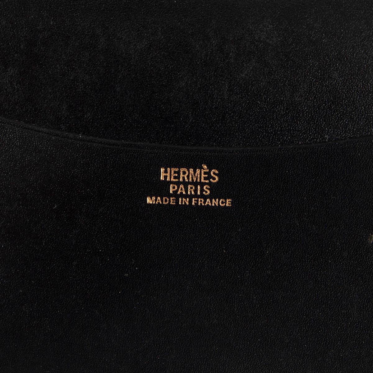 Black HERMES black Box leather COUVERTURE SIMPLE PM Agenda Cover w PEN