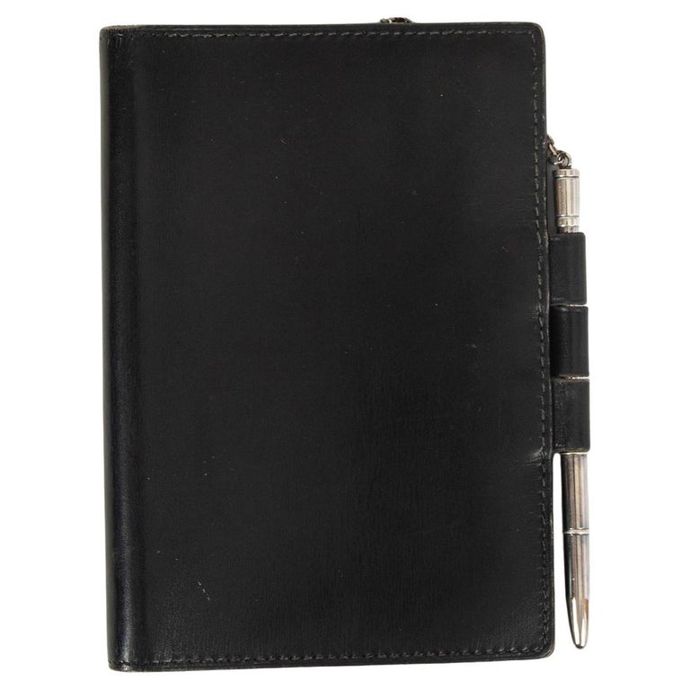 HERMES black Box leather COUVERTURE SIMPLE PM Agenda Cover w PEN For Sale  at 1stDibs