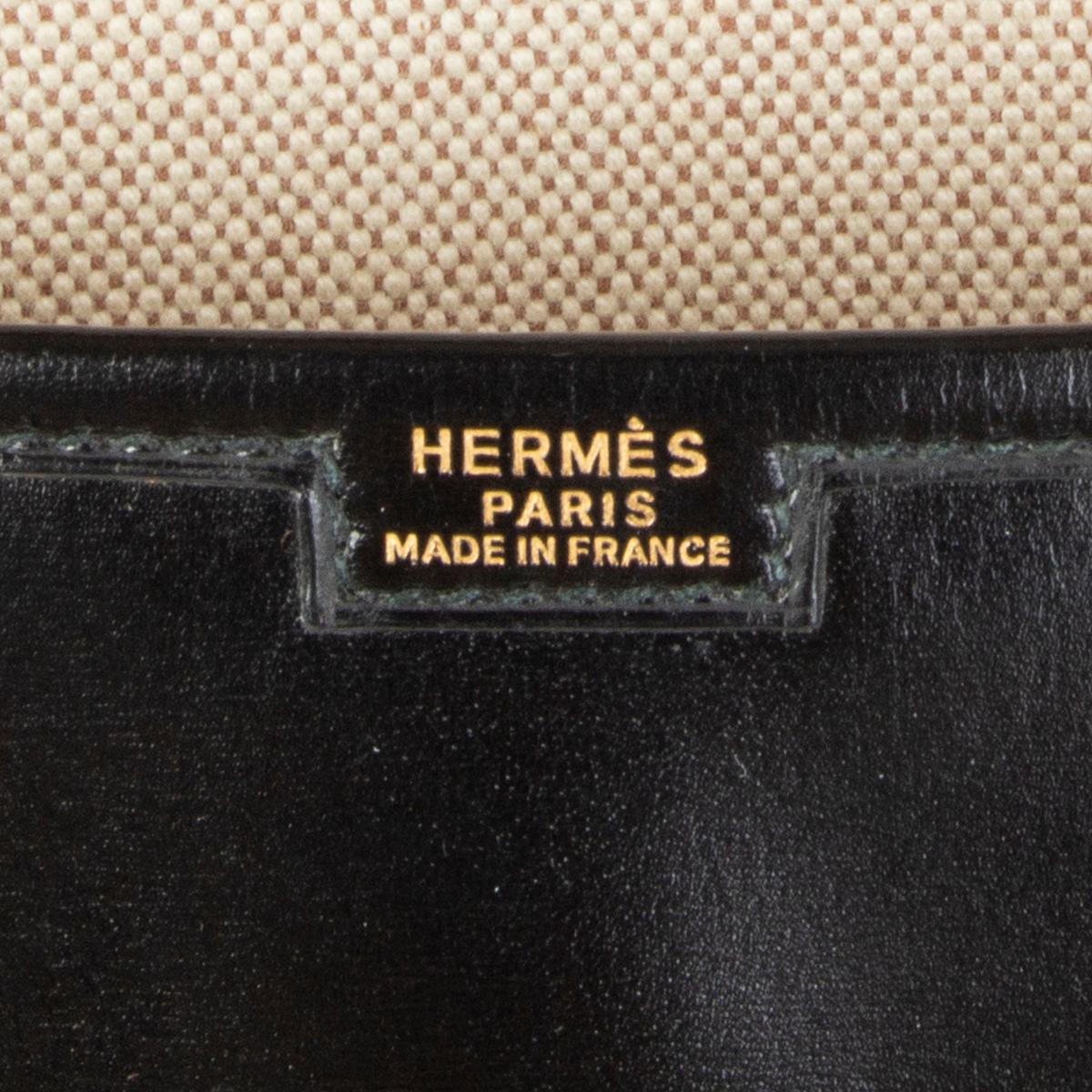 Women's HERMES black Box leather JIGE 34 Clutch Bag