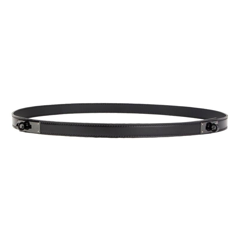 Hermes 'Josephine' belt in black Veau Box leather with two Kelly-locks in PVD. Brand new Comes with box.

Size 90
Width 1.8cm (0.7in)
Fits 90cm (35.1in) to 90cm (35.1in)
Hardware PVD
