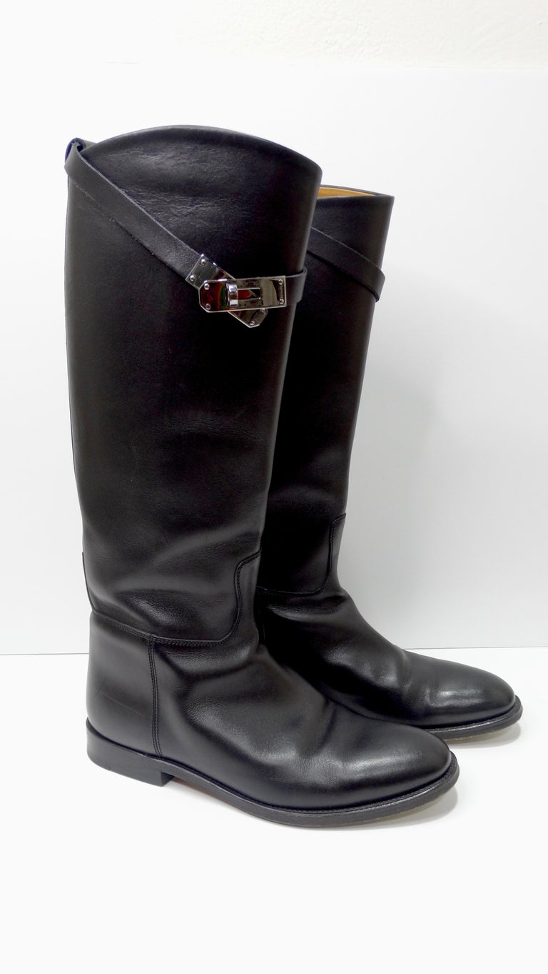 Hermés Black Box Leather Jumping Boot For Sale at 1stDibs