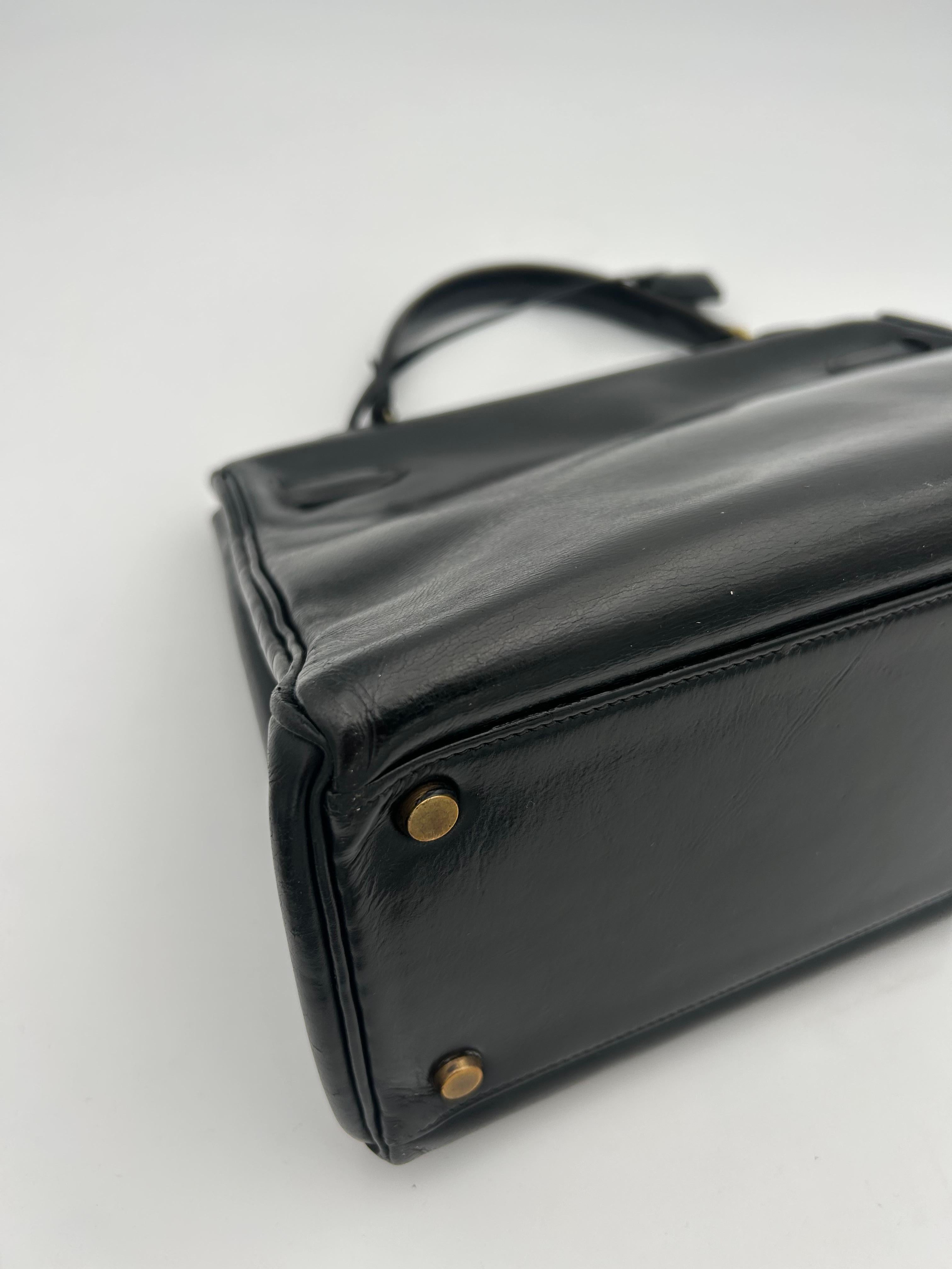 Hermès Schwarze Box Leder Kelly 1996 im Angebot 12