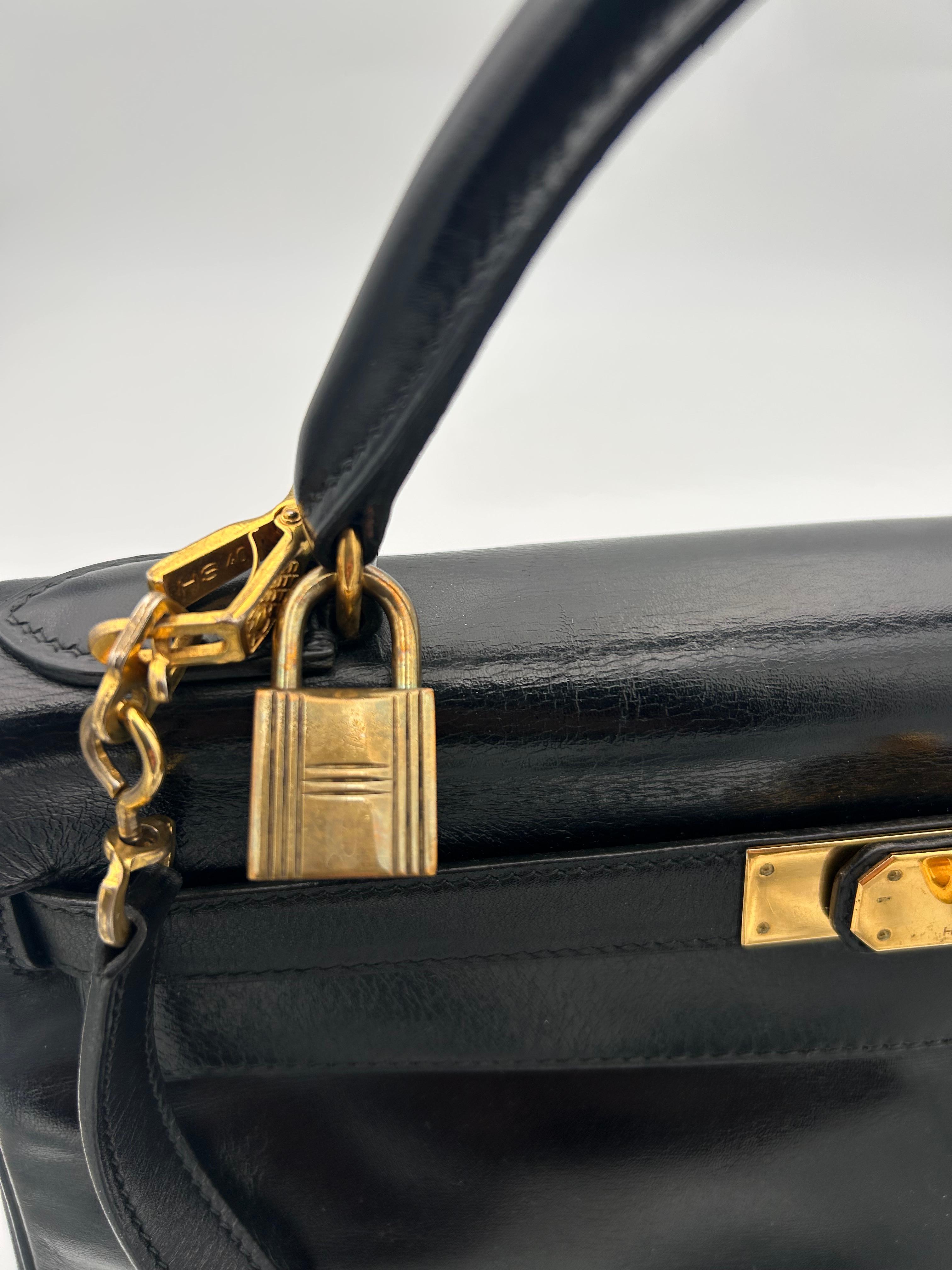 Hermès Black Box Leather Kelly 1998 For Sale 7