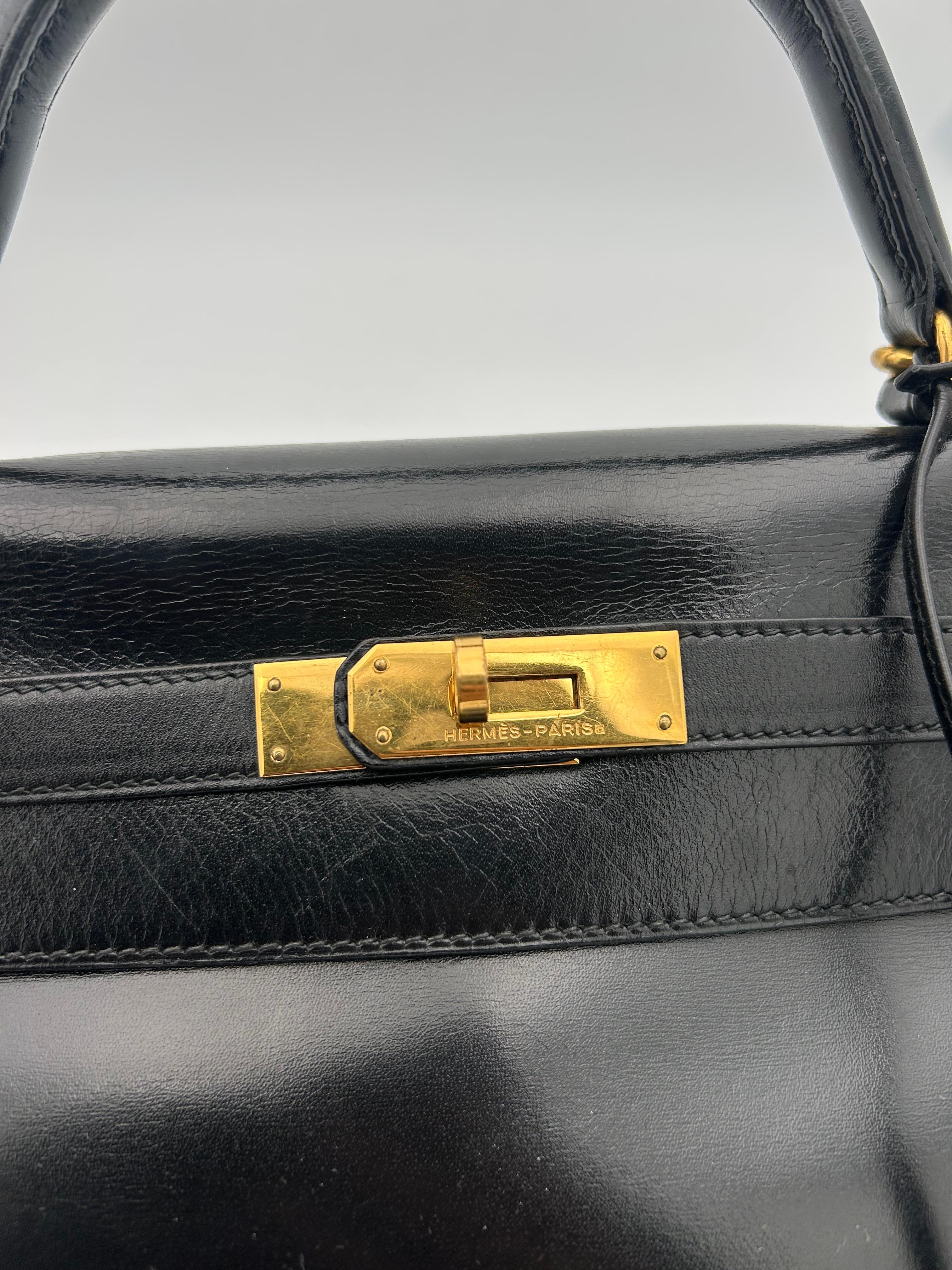 Hermès Black Box Leather Kelly 1998 For Sale 8
