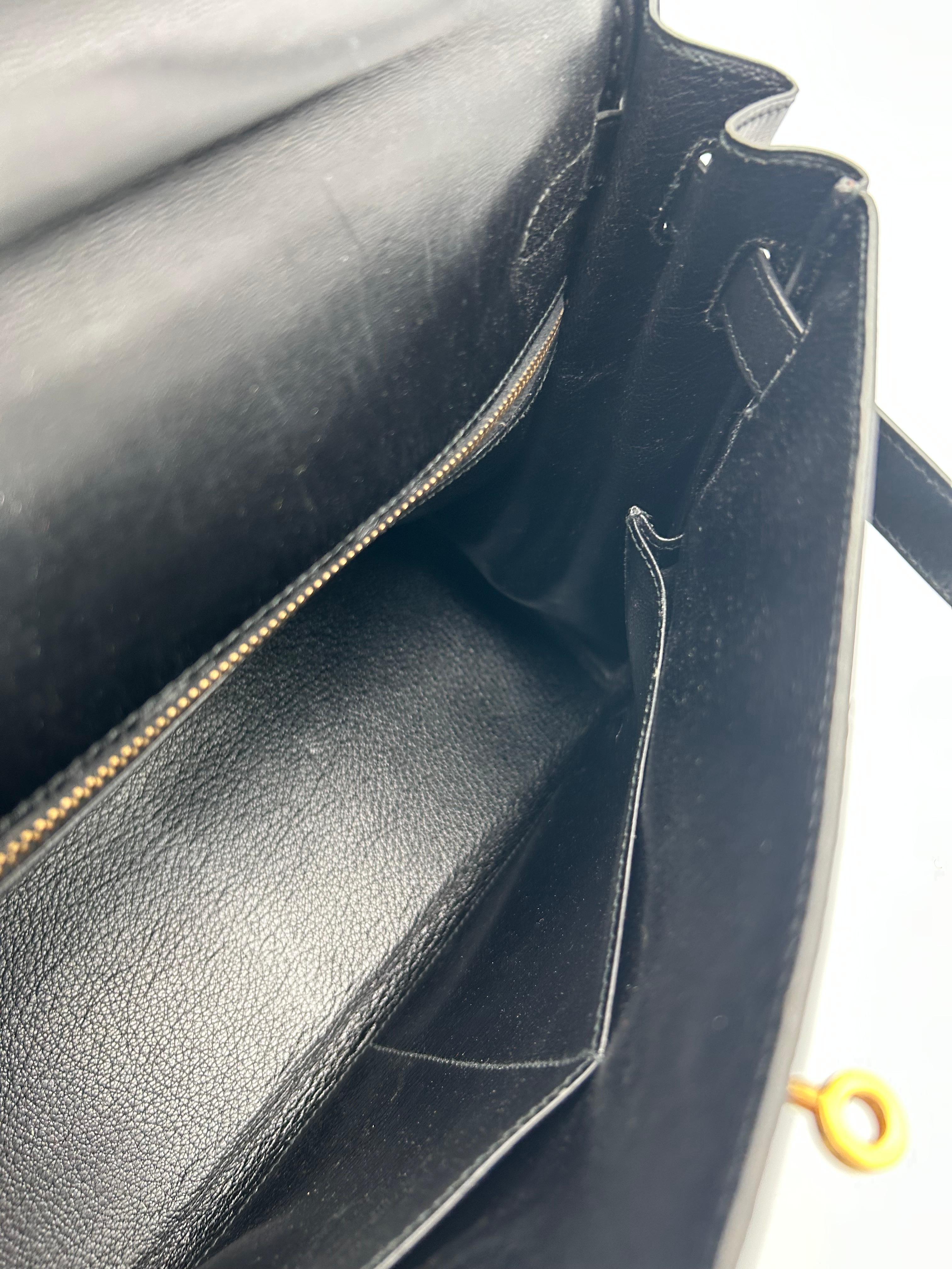 Hermès Black Box Leather Kelly 1998 For Sale 10