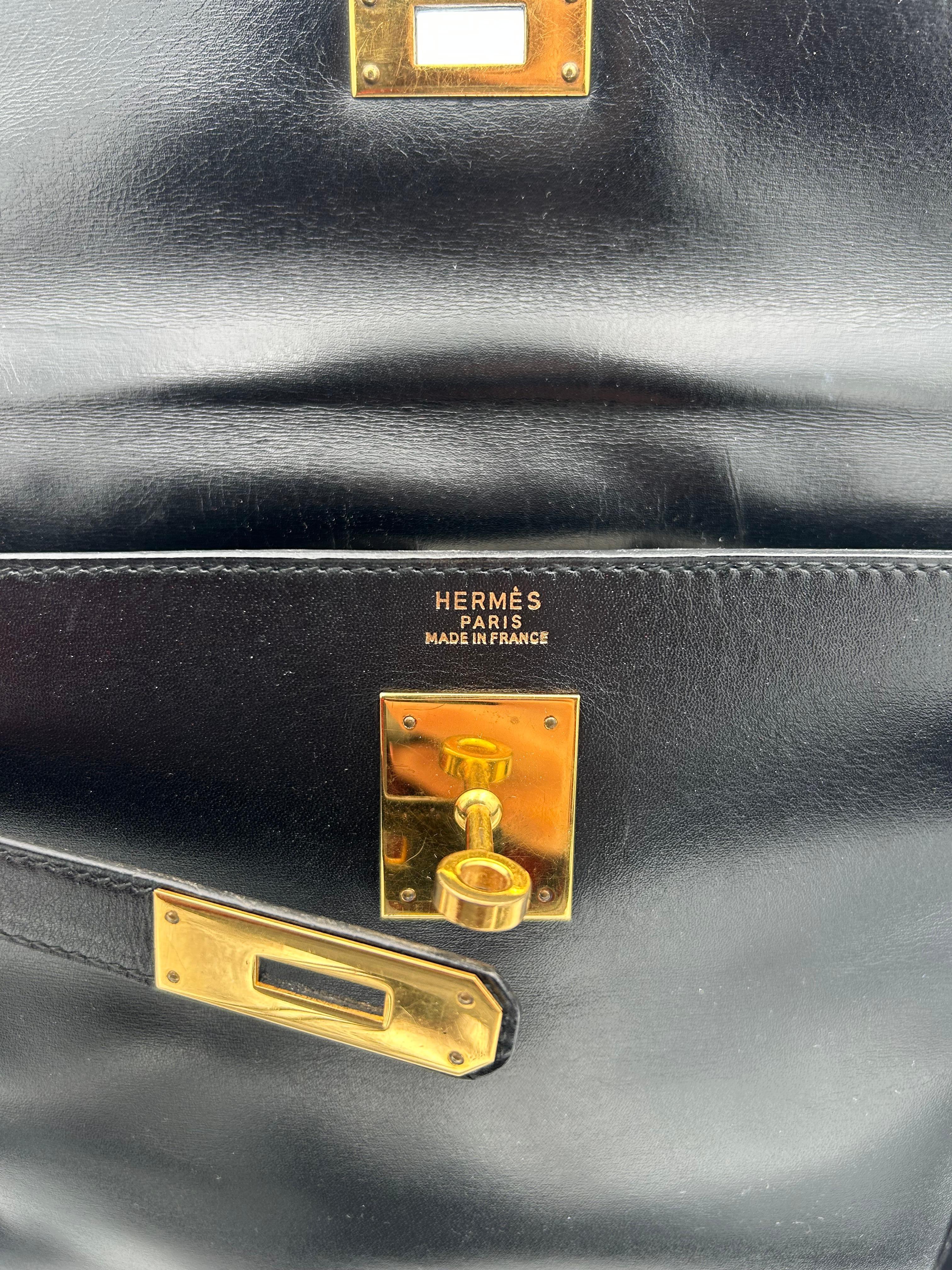 Hermès Black Box Leather Kelly 1998 For Sale 12