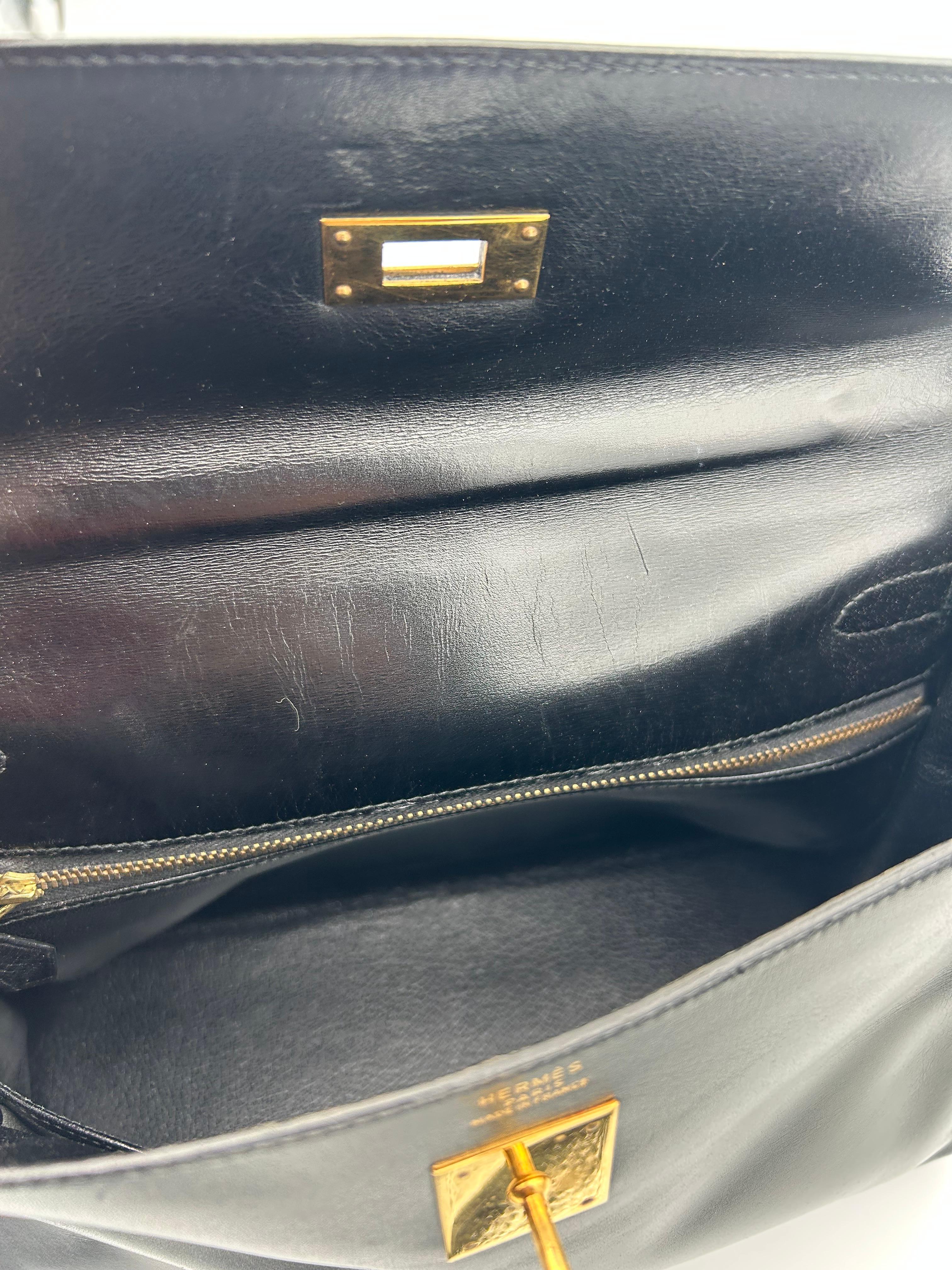Hermès Black Box Leather Kelly 1998 For Sale 13