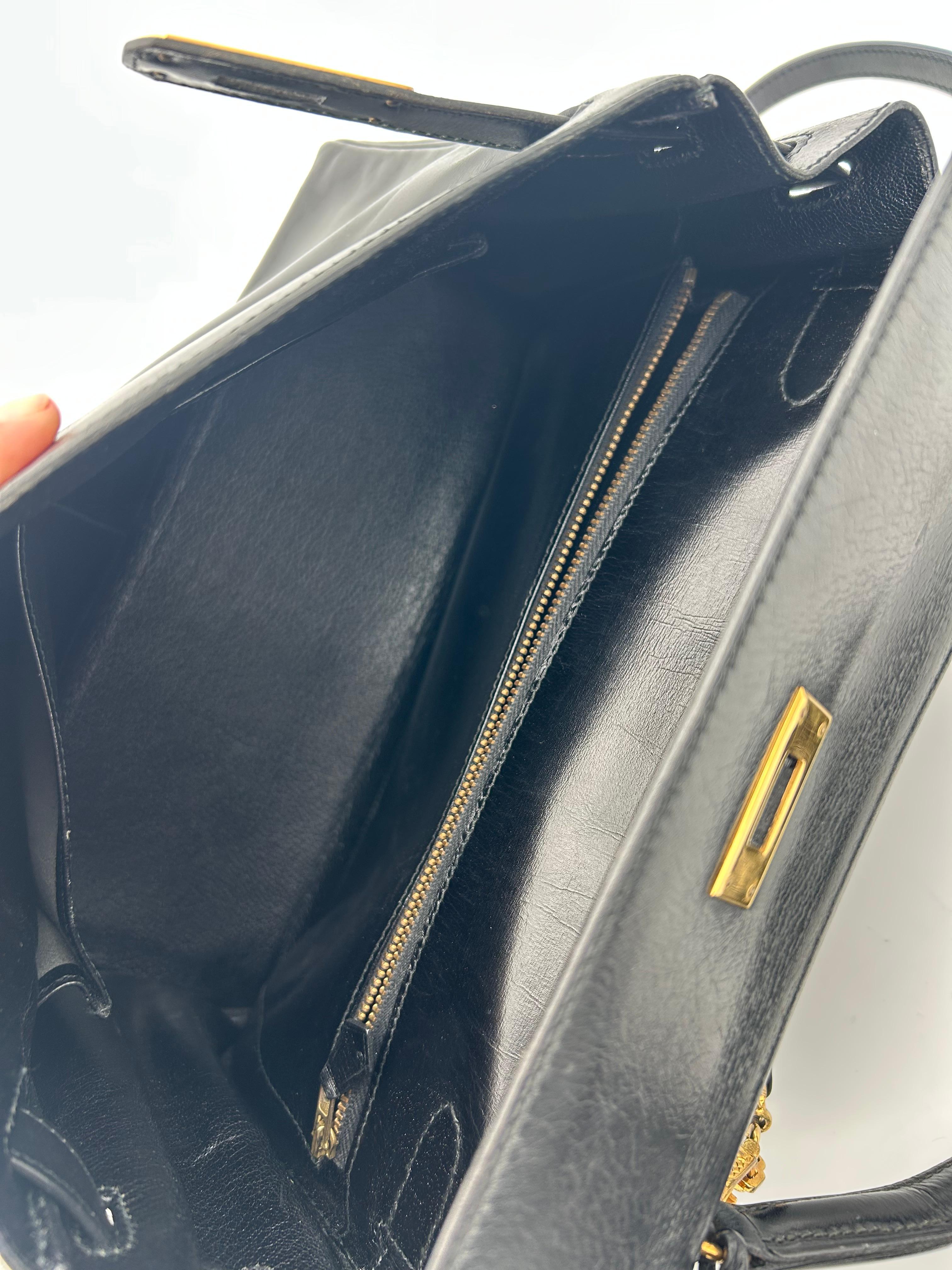 Hermès Black Box Leather Kelly 1998 For Sale 14