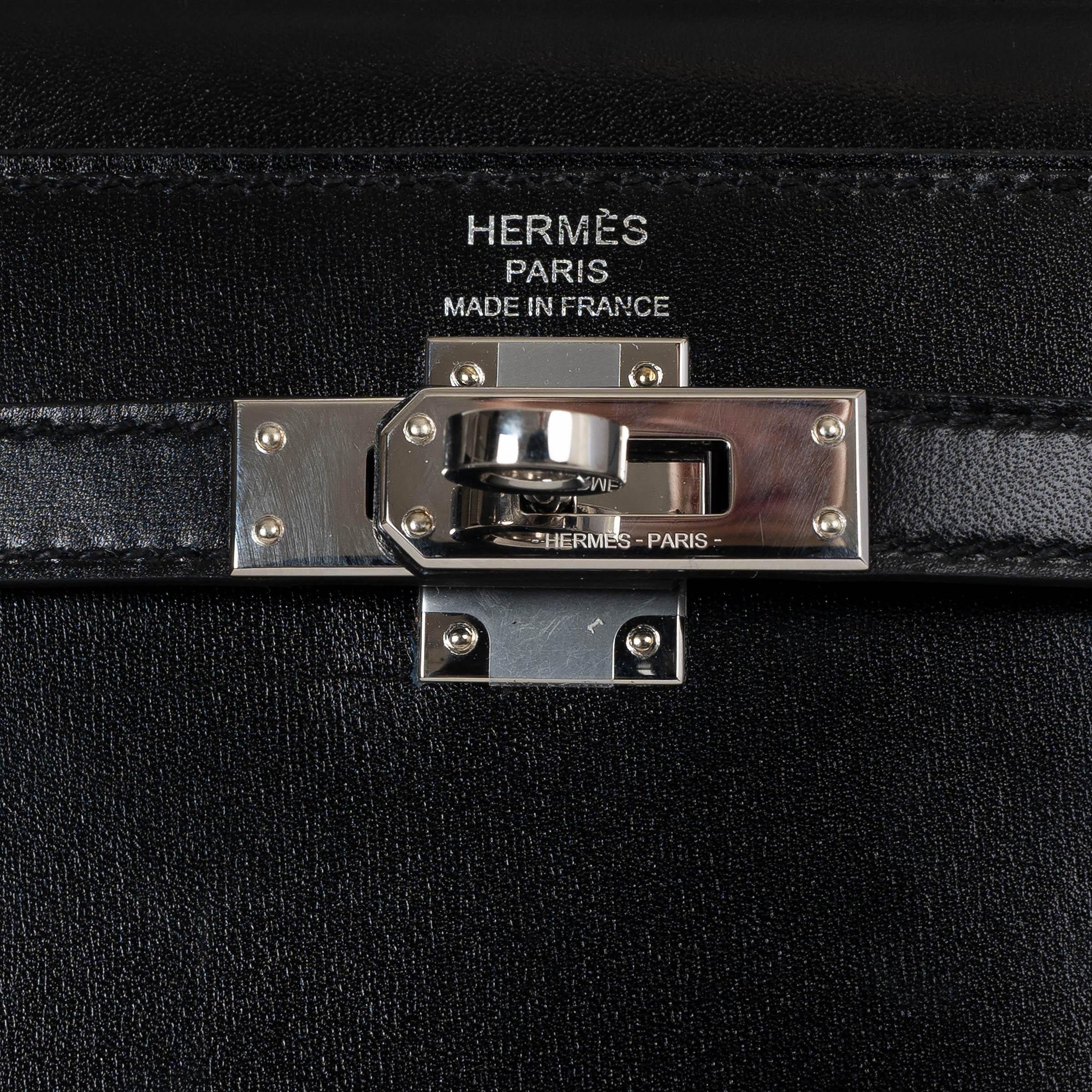 De las mujeres HERMES negro Caja cuero KELLY 25 SELLIER Bolso Phw en venta