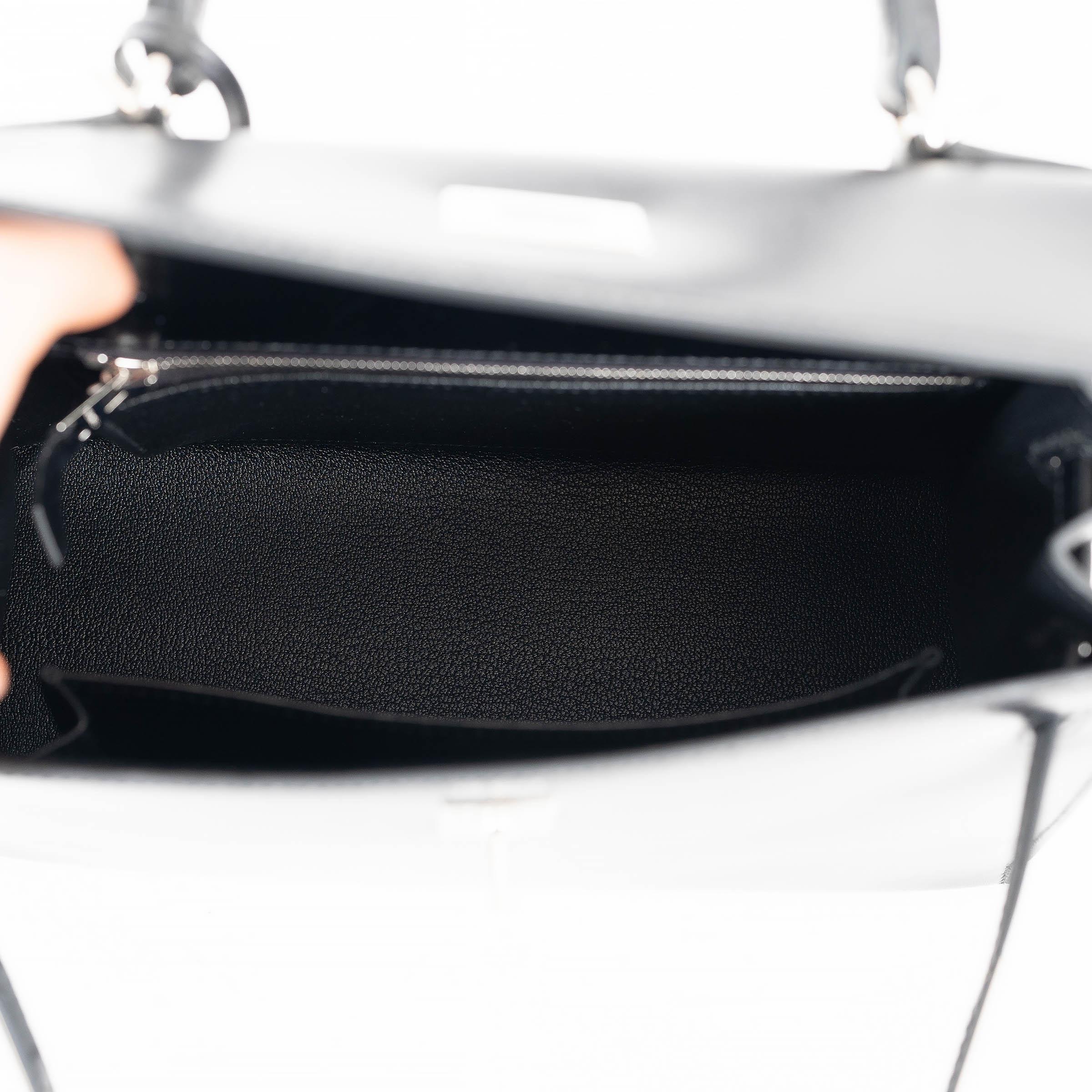 HERMES negro Caja cuero KELLY 25 SELLIER Bolso Phw en venta 1