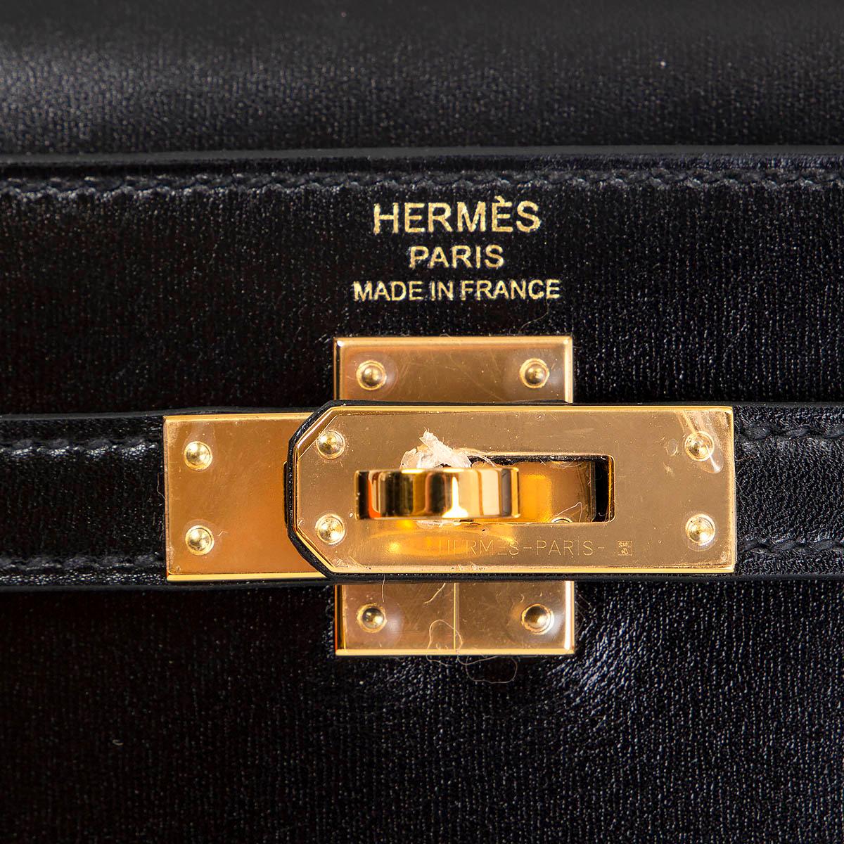 HERMES black Box leather KELLY 25 SELLIER Bag w Gold In New Condition In Zürich, CH