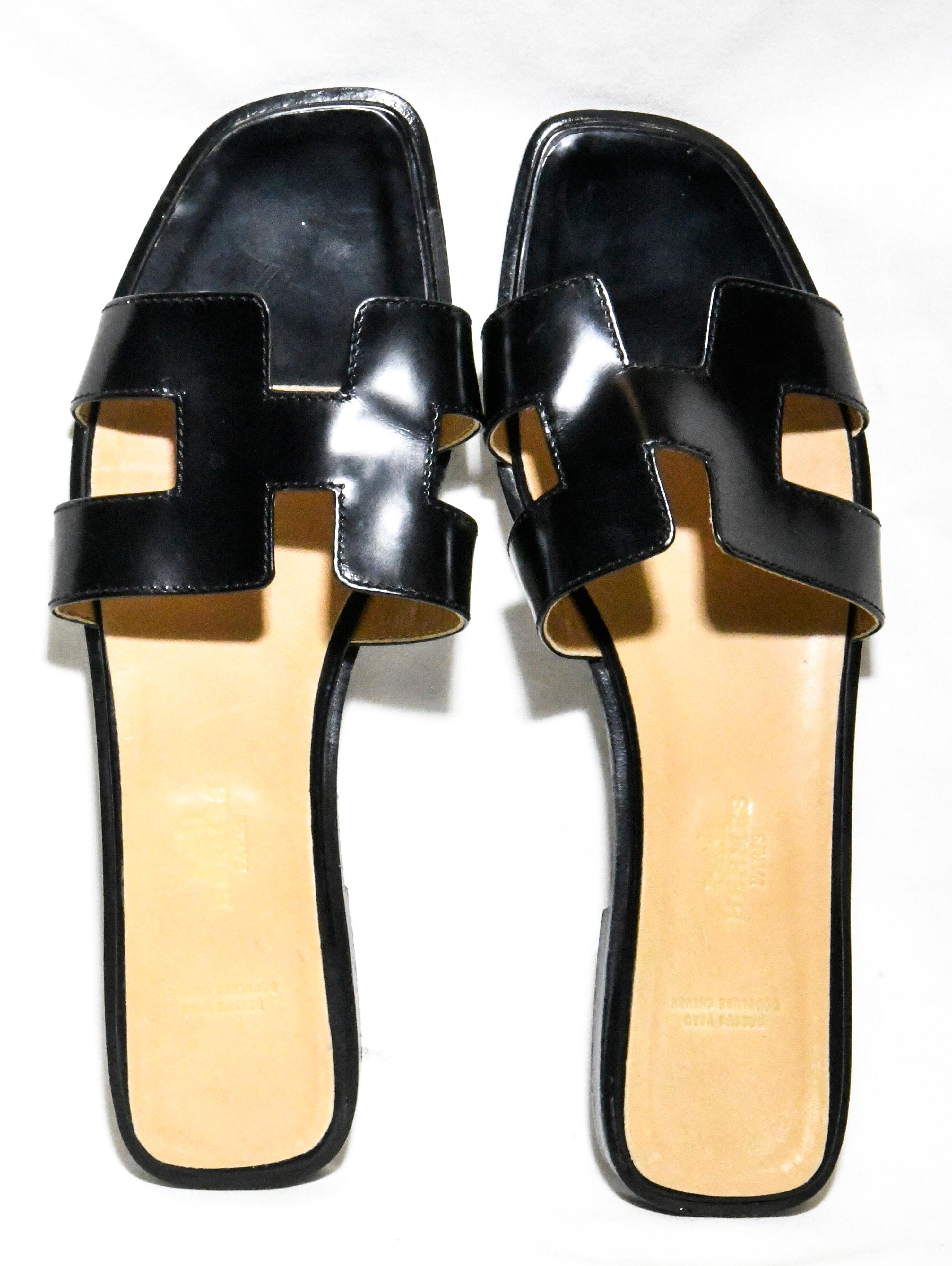 hermes black sandals with strap