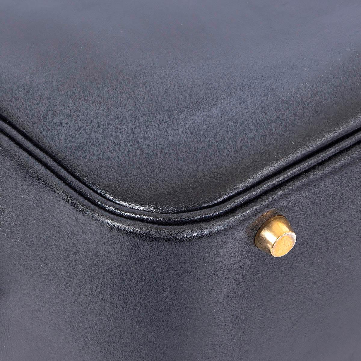 HERMES black Box leather PLUME 32 Bag 5