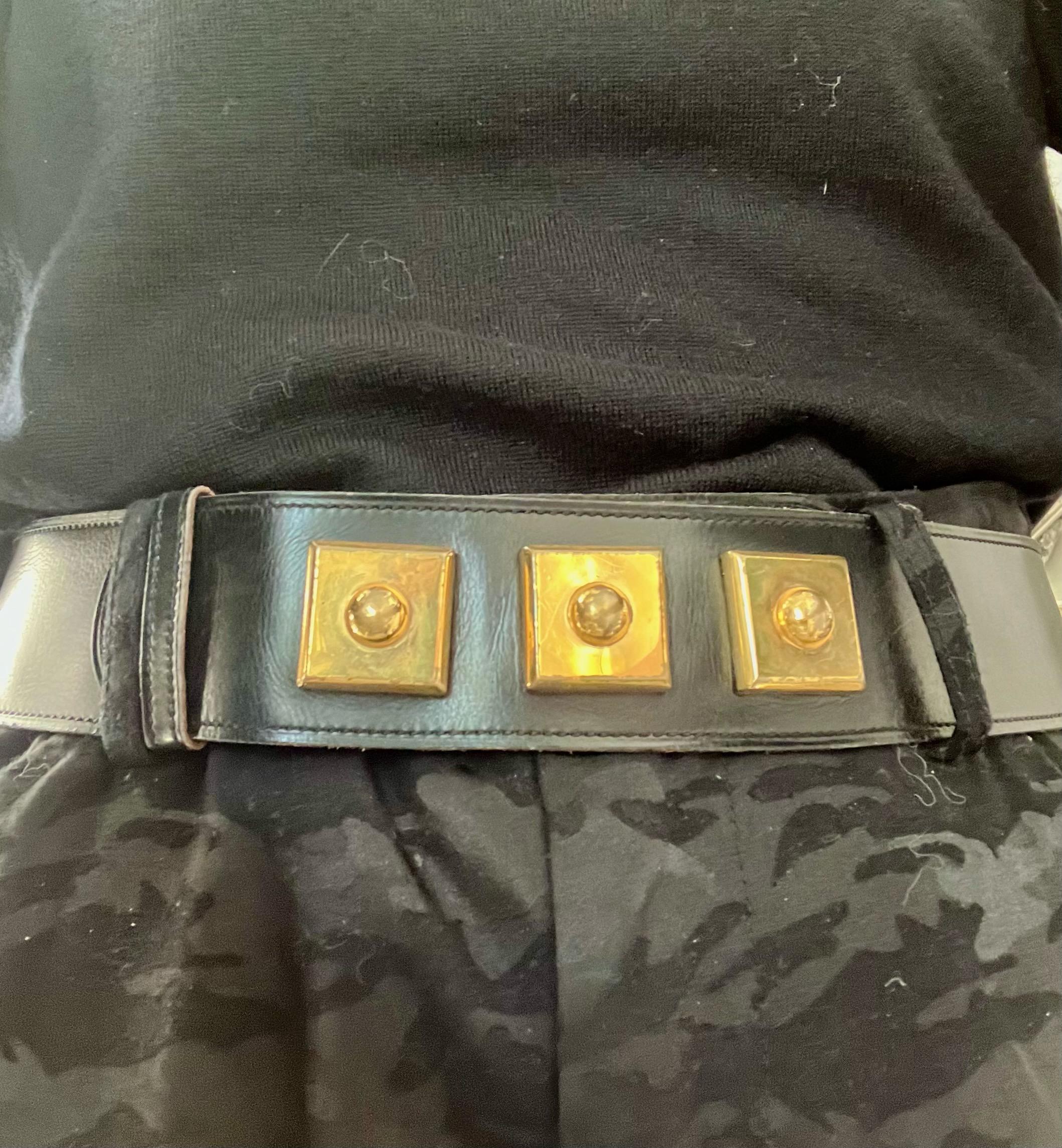 Ceinture de piano Hermès en cuir boxcalf noir en vente 1