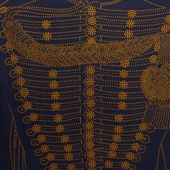 HERMES black BRANDEBOURGS POINTS 140 Scarf silk cashmere Bleu Noir Gold Rouge