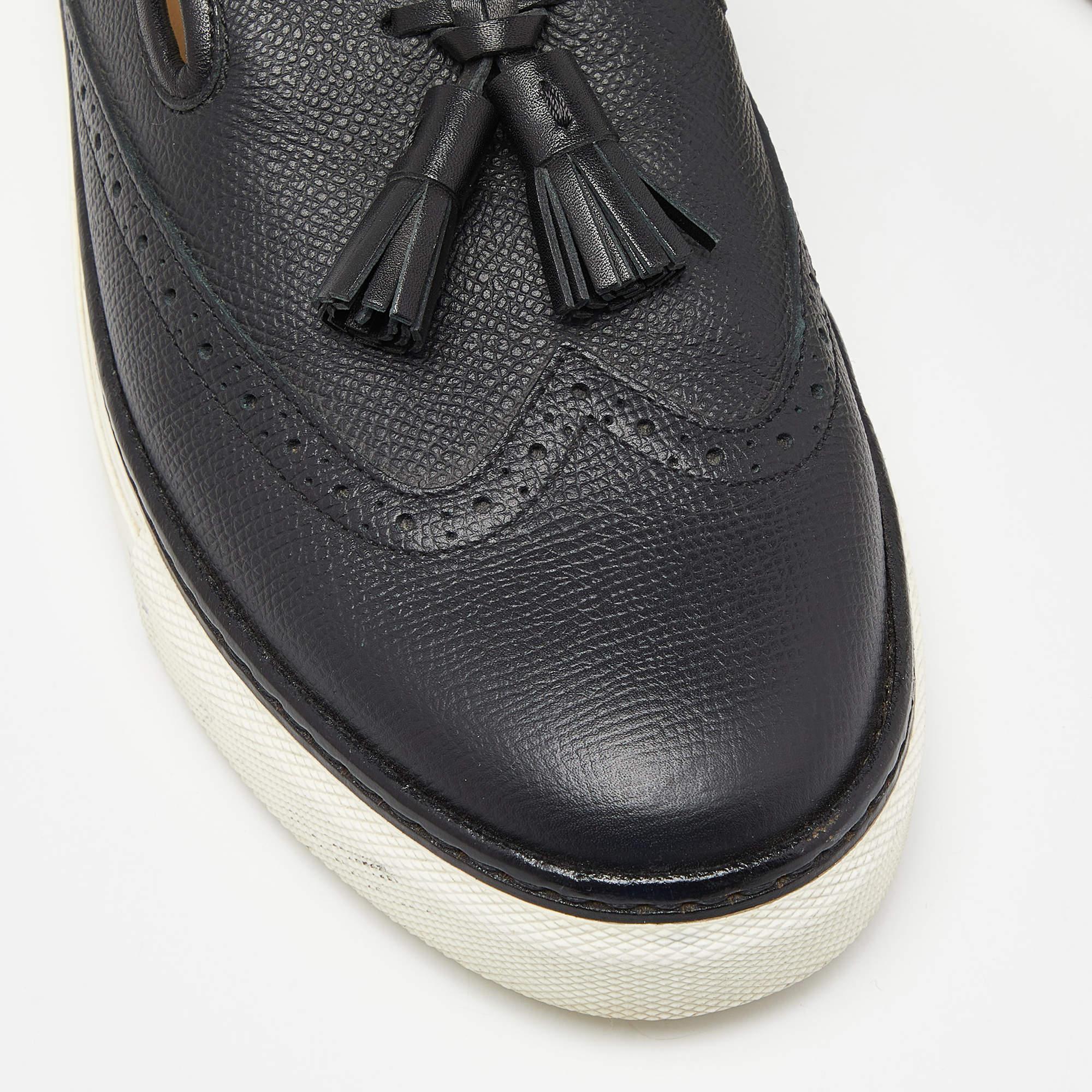 Women's Hermes Black Brogue Leather Tassel Slip On Sneakers Size 38