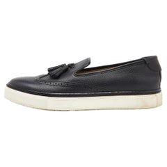 Hermes Schwarz Brogue Leder Quaste Slip On Turnschuhe Größe 38