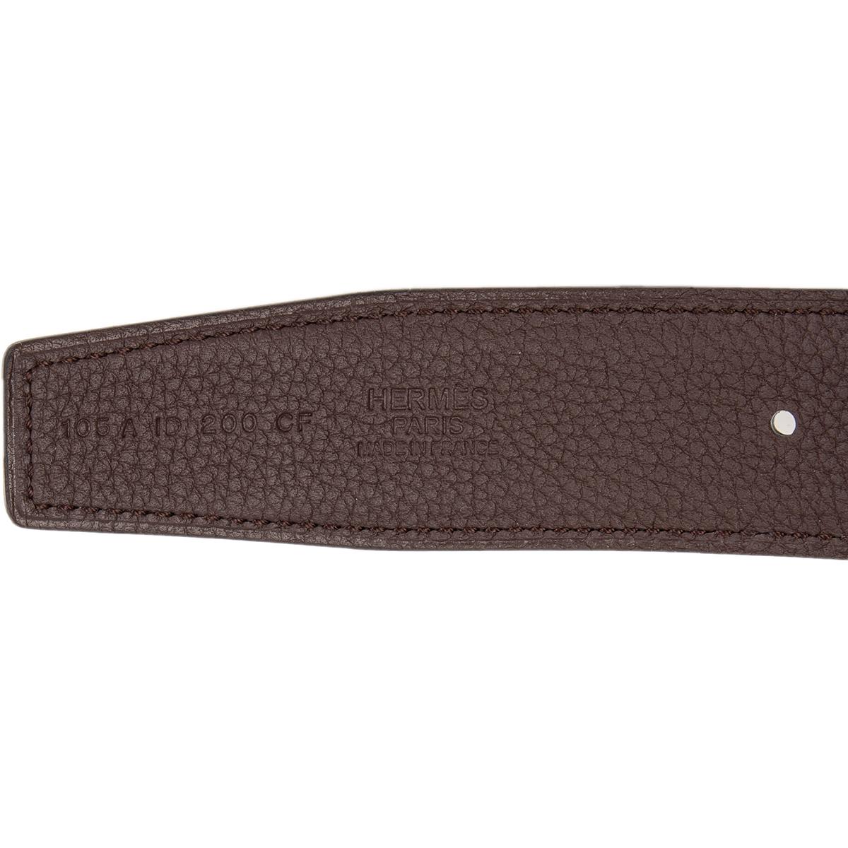 HERMES black brown 32mm Reversible Belt Strap 105 Box / Togo leather In New Condition In Zürich, CH