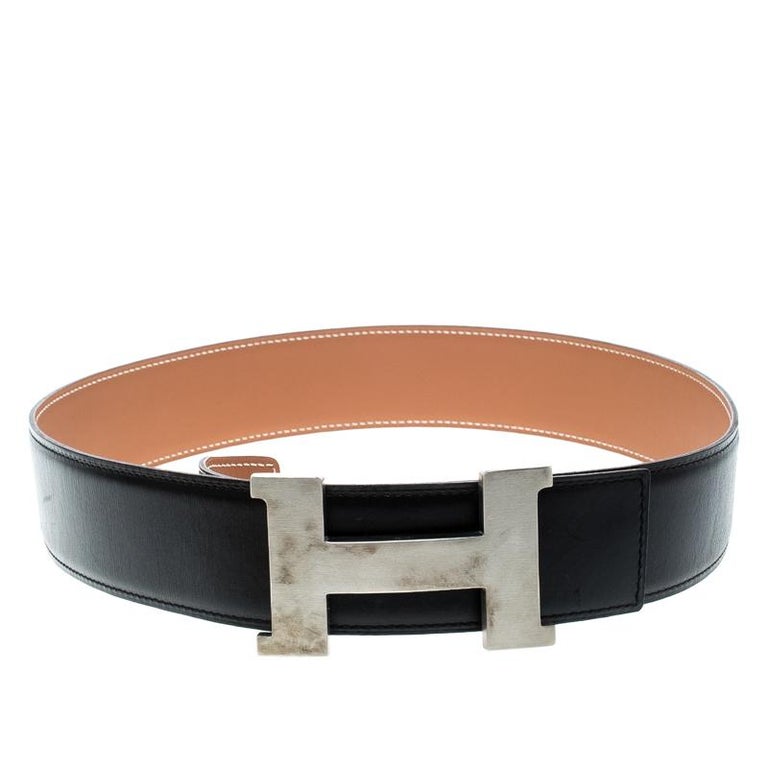 Hermes Black/Brown Box Calf Leather Reversible Constance Buckle Belt ...
