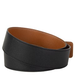 HERMES Black Brown CONSTANCE 42MM REVERSIBLE H Belt 85 LIZARD BUCKLE