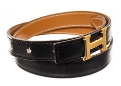 Hermès - Mini Constance en cuir noir, marron et or