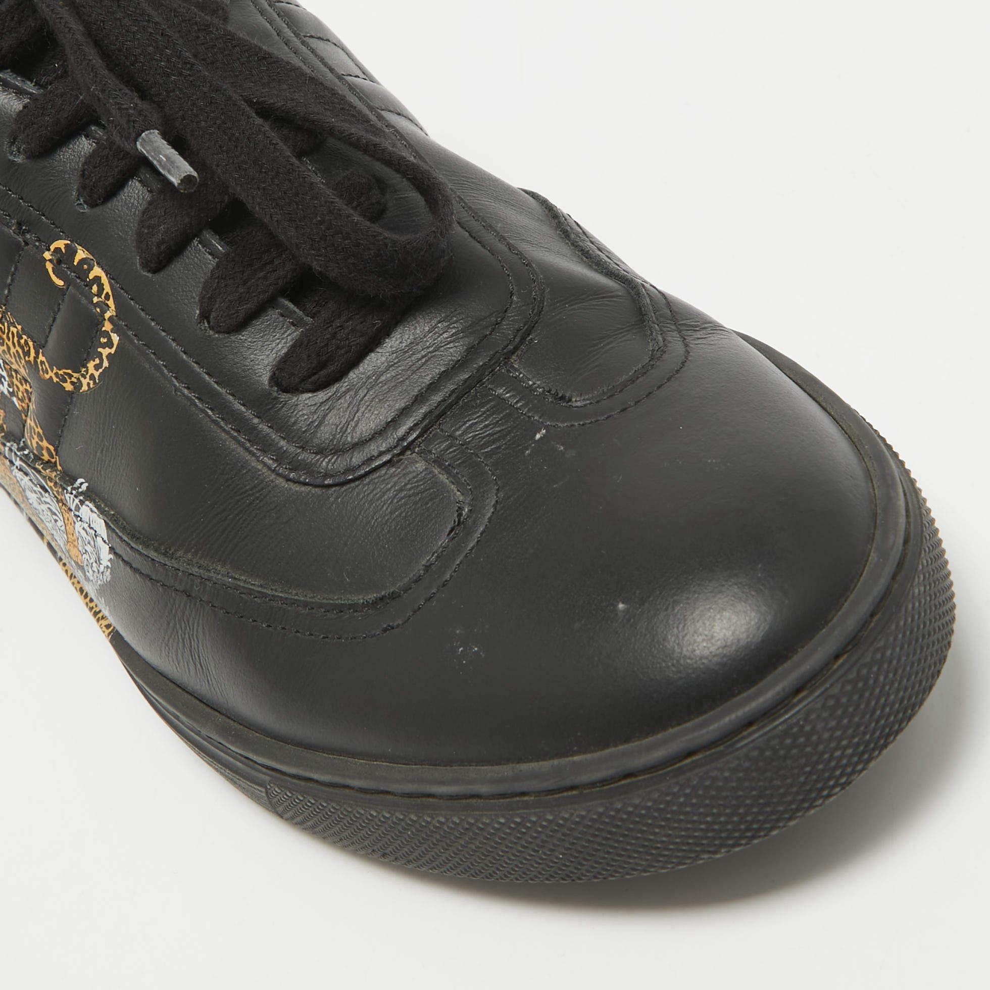 Hermes Black/Brown Leather Jaguar Quicker Sneakers Size 38 3