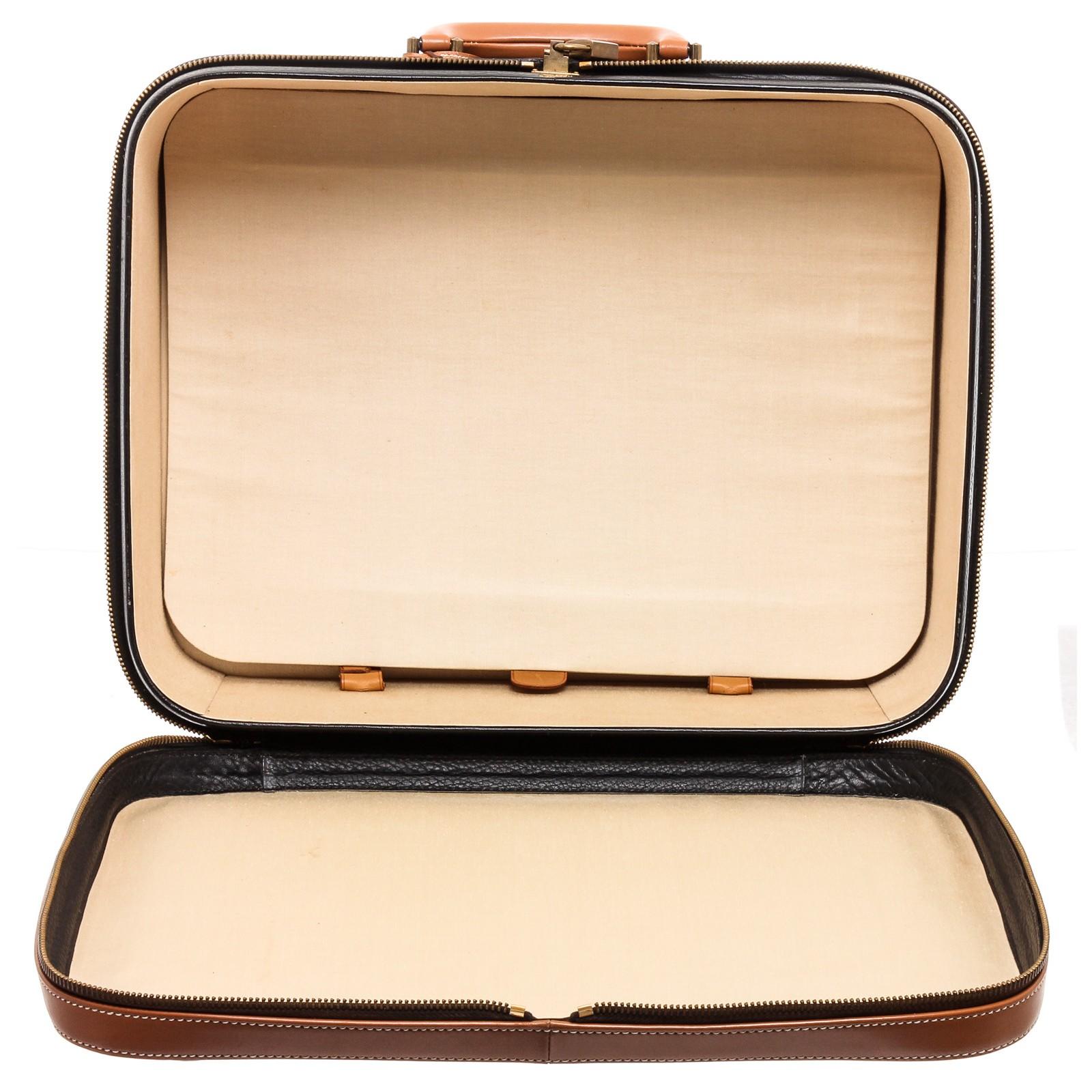 Women's or Men's Hermes Black Brown Pebbled Leather Suitcase