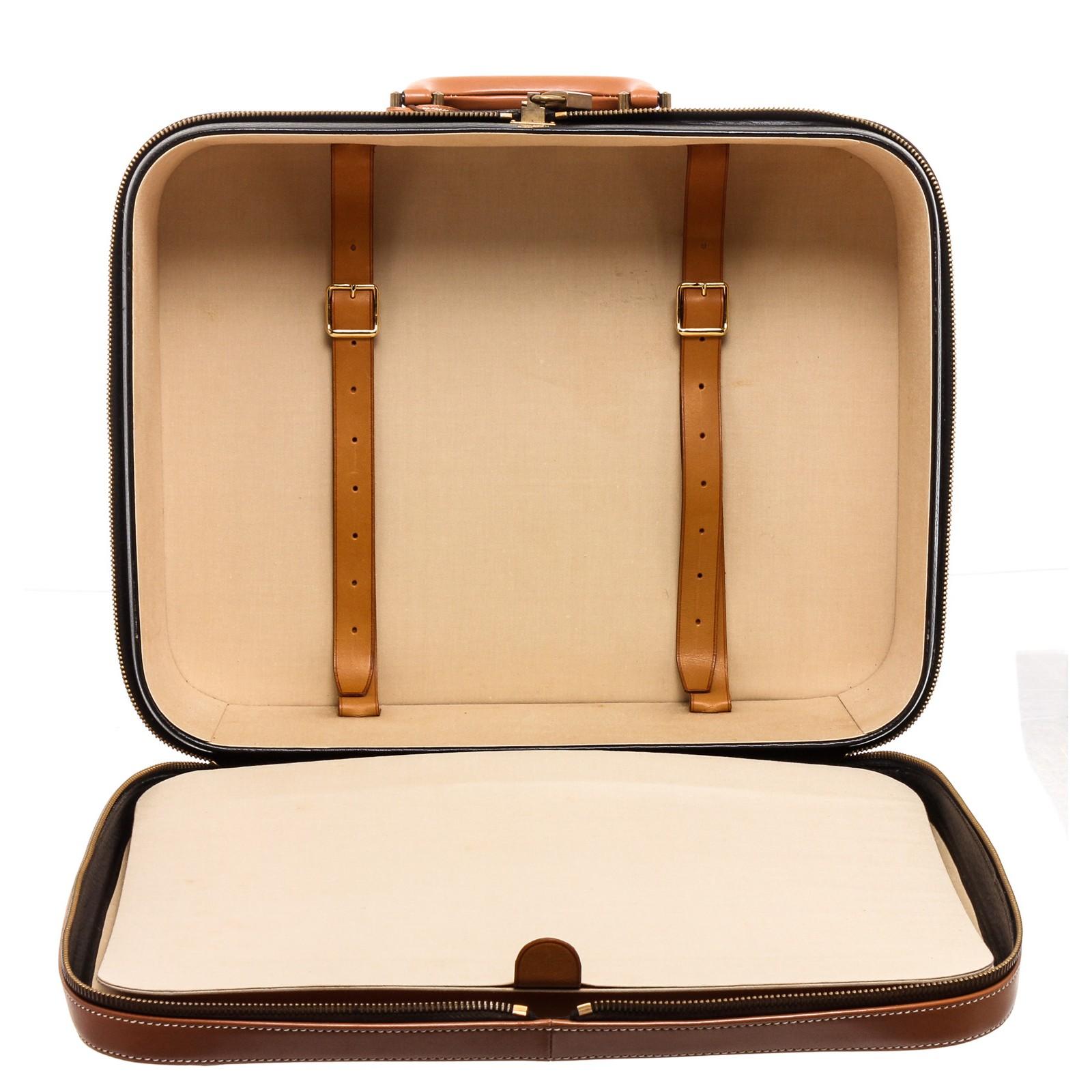 Hermes Black Brown Pebbled Leather Suitcase 1