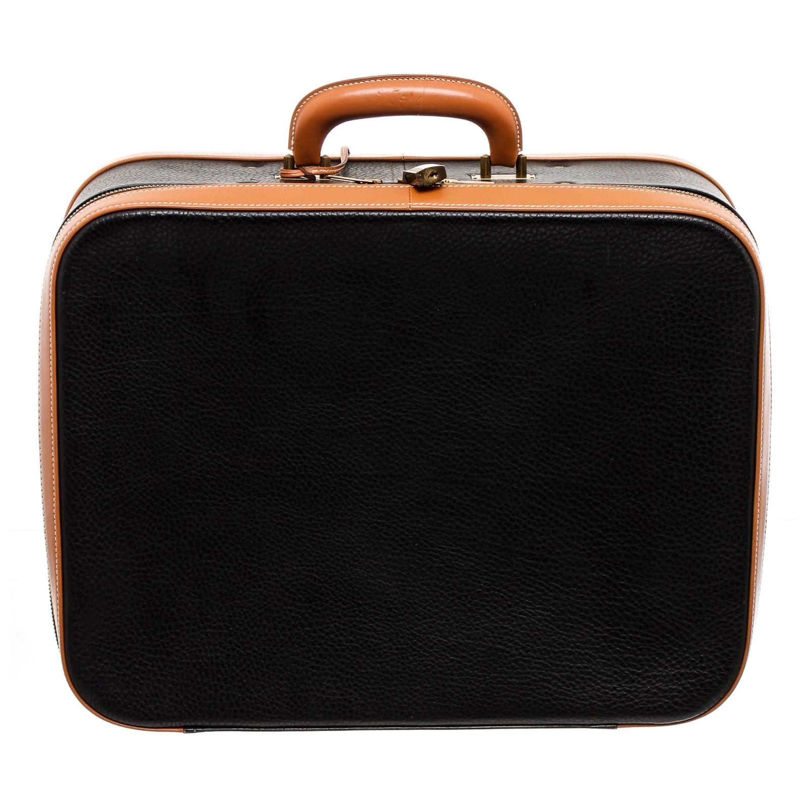 Hermes Black Brown Pebbled Leather Suitcase