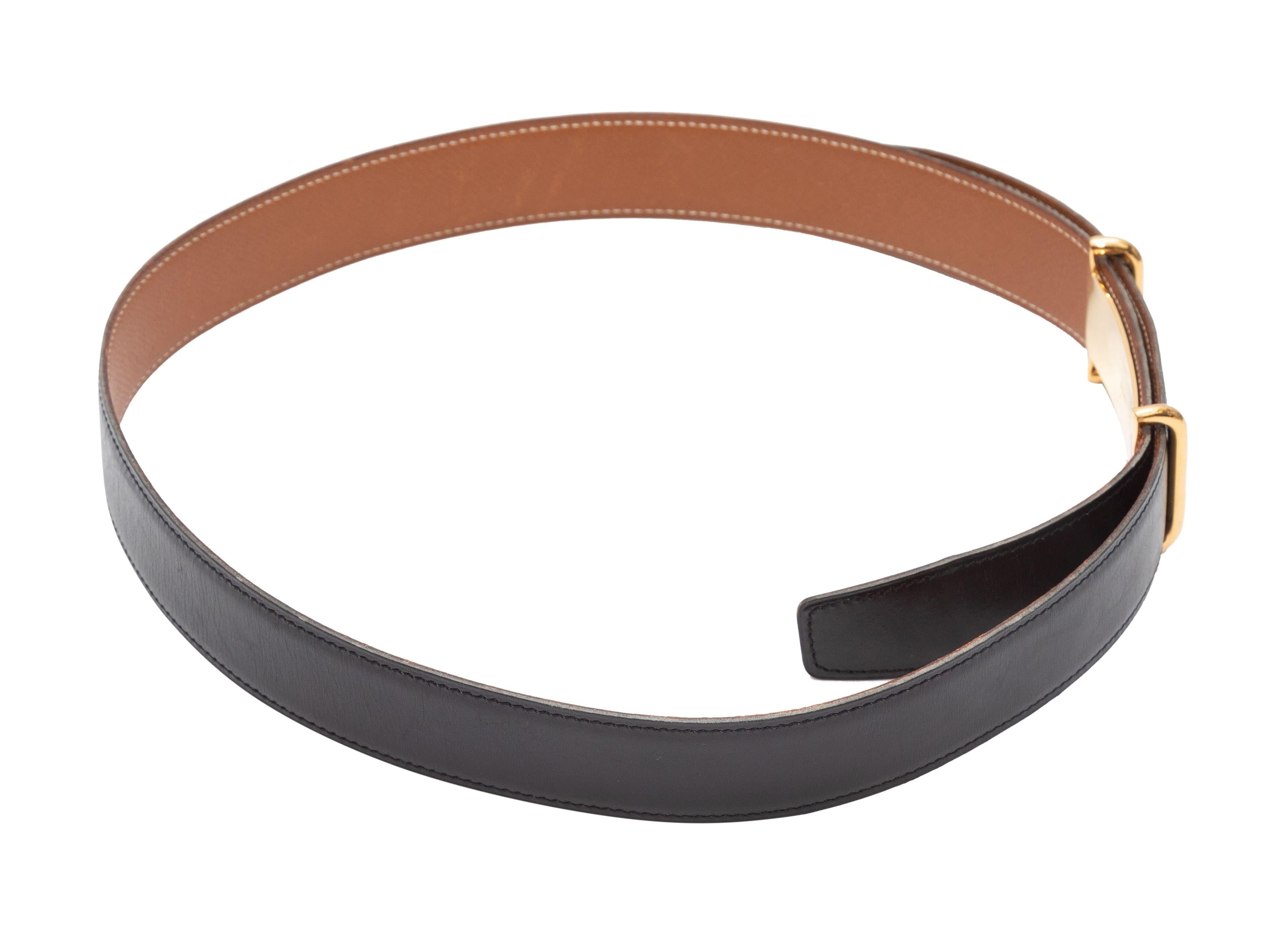 Hermes Black & Brown Reversible Leather Belt In Good Condition In New York, NY