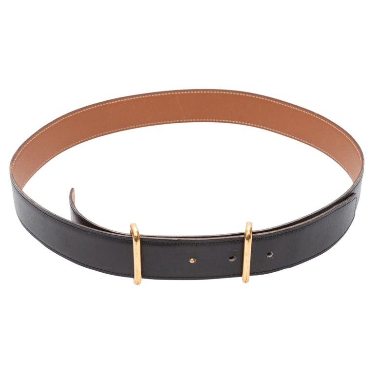 Hermes Black and Brown Reversible Leather Belt For Sale at 1stDibs