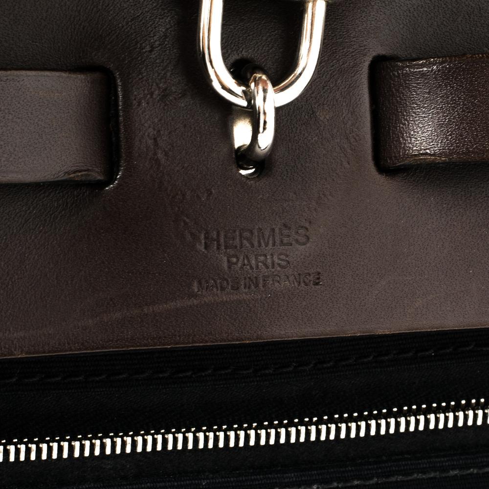 Hermes Black/Cacao Canvas and Leather Herbag Zip 39 Bag 1