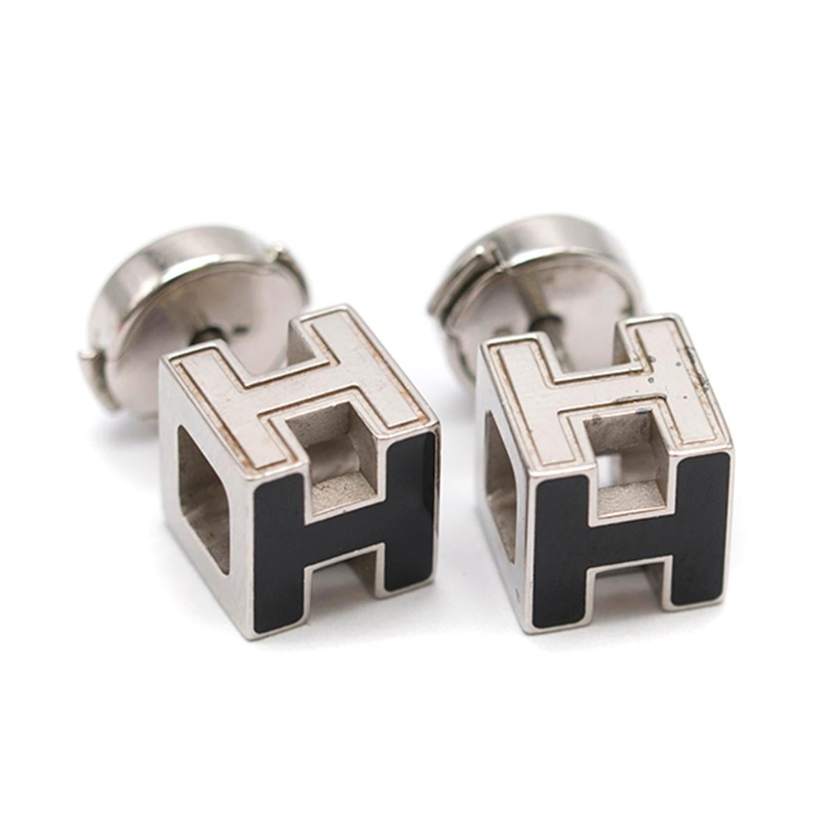 Hermes Black Cage d'H Earrings In Good Condition In London, GB