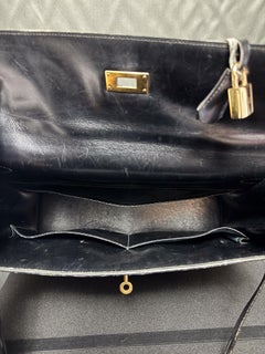 HERMÈS BLACK CALF BOX LEATHER RETOURNÉ "KELLY" 35 "Sac à Dépêches"