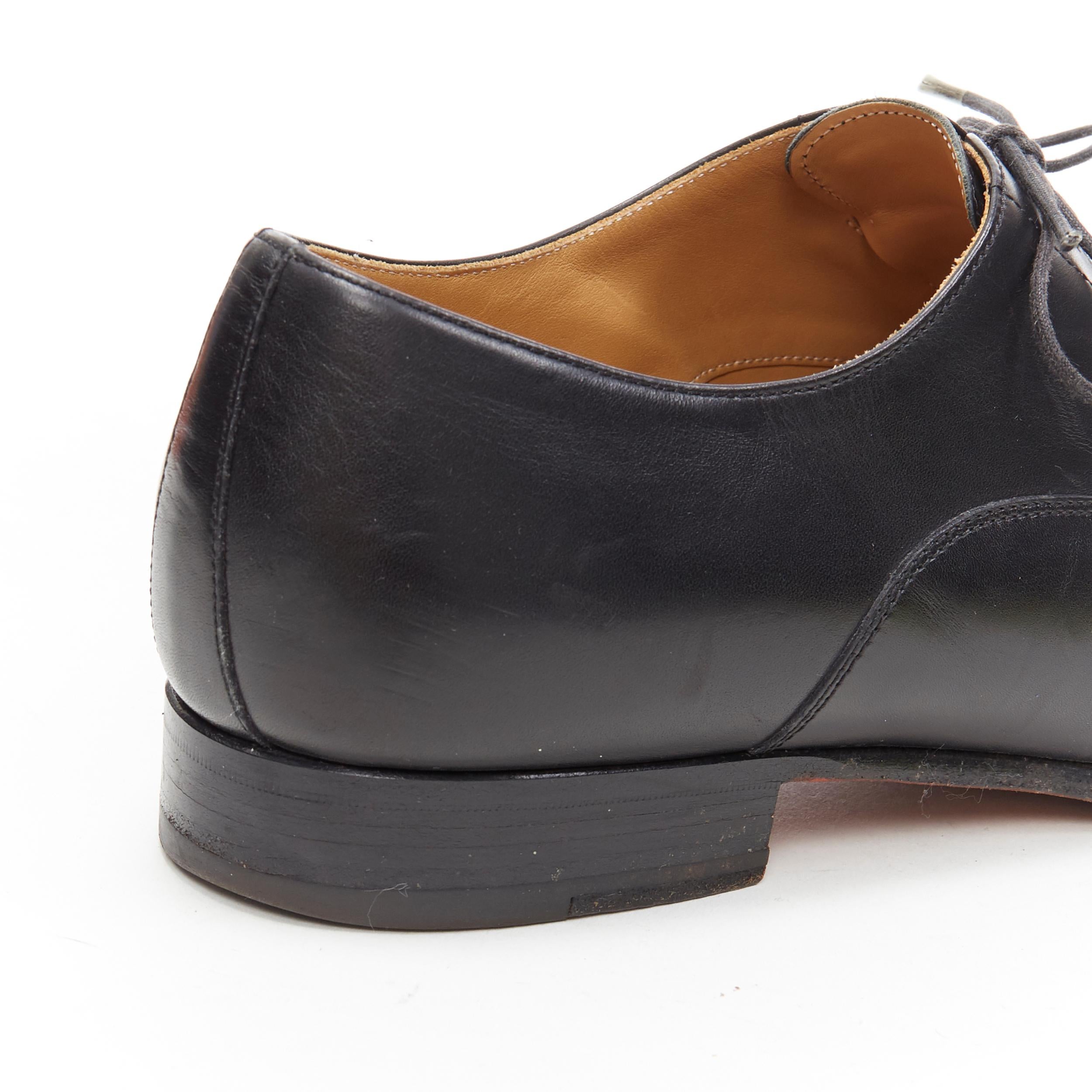 HERMES black calf leather 5-eyelet lace up derby oxford dress shoes EU43.5 5