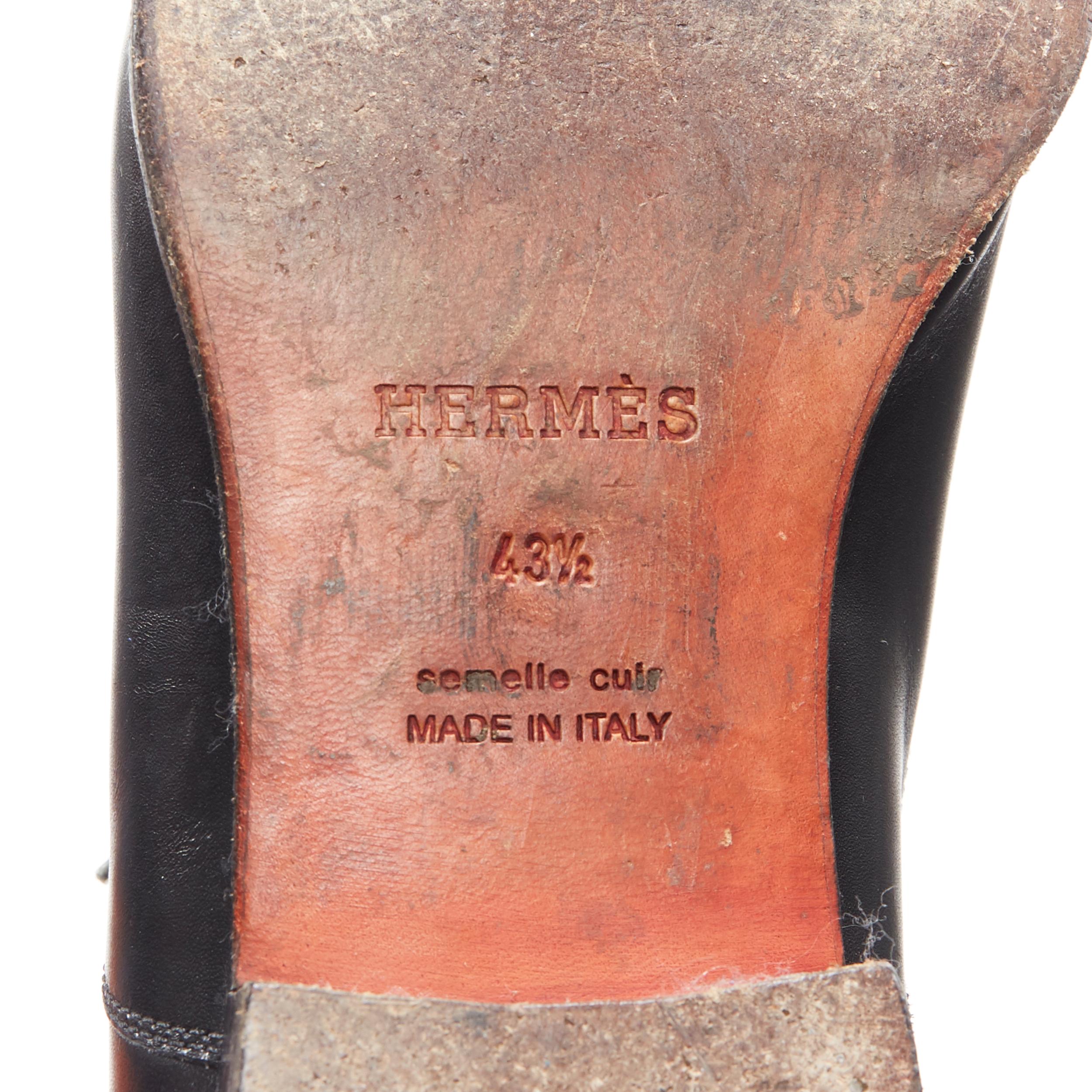 HERMES black calf leather 5-eyelet lace up derby oxford dress shoes EU43.5 7