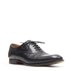 HERMES black calf leather 5-eyelet lace up derby oxford dress shoes EU43.5
