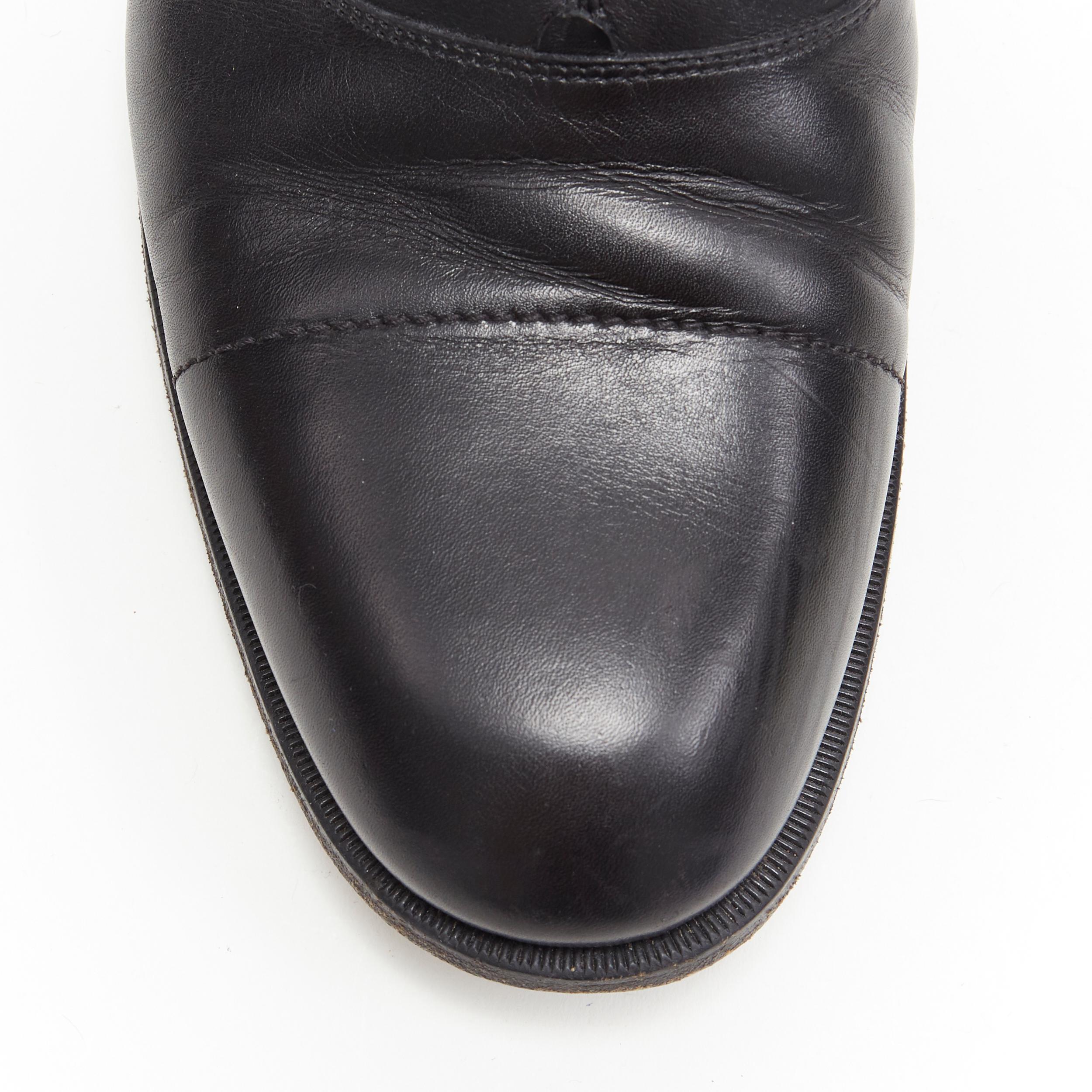 HERMES black calf leather 5-eyelet lace up derby oxford dress shoes EU43.5 2