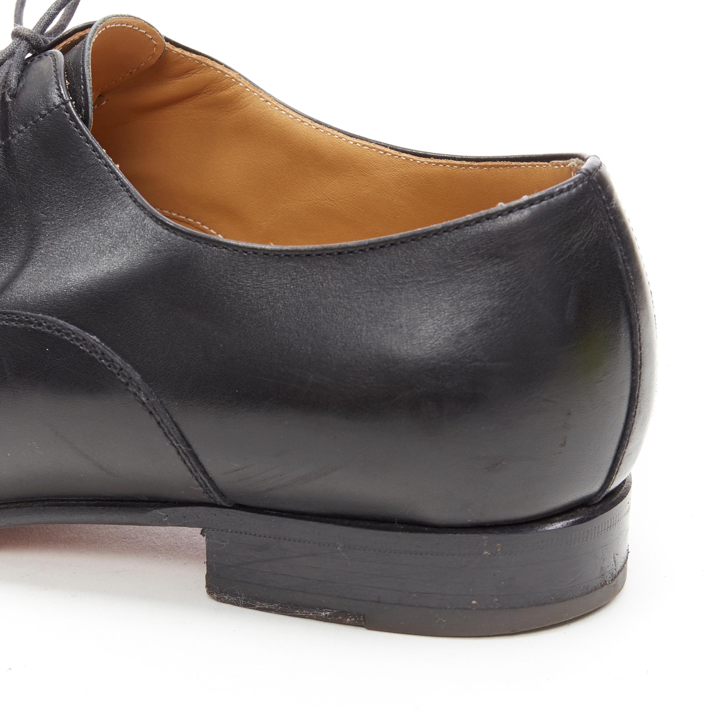 HERMES black calf leather 5-eyelet lace up derby oxford dress shoes EU43.5 4