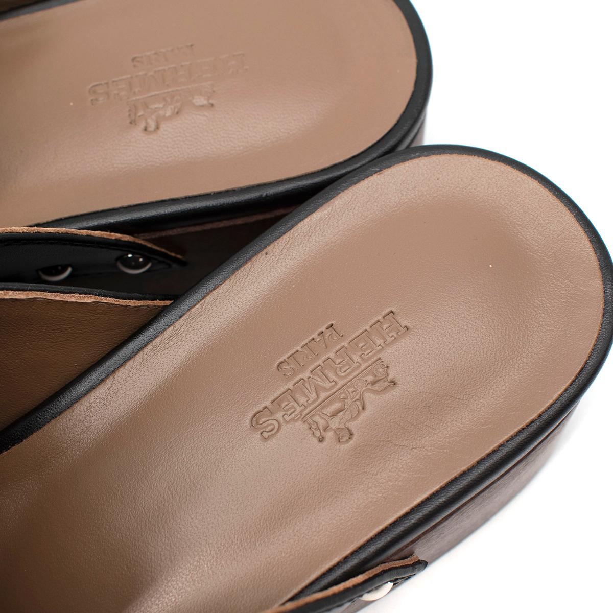 Hermes Black Calfskin Carlotta Mules - Sold Out - Us size 6 In New Condition For Sale In London, GB