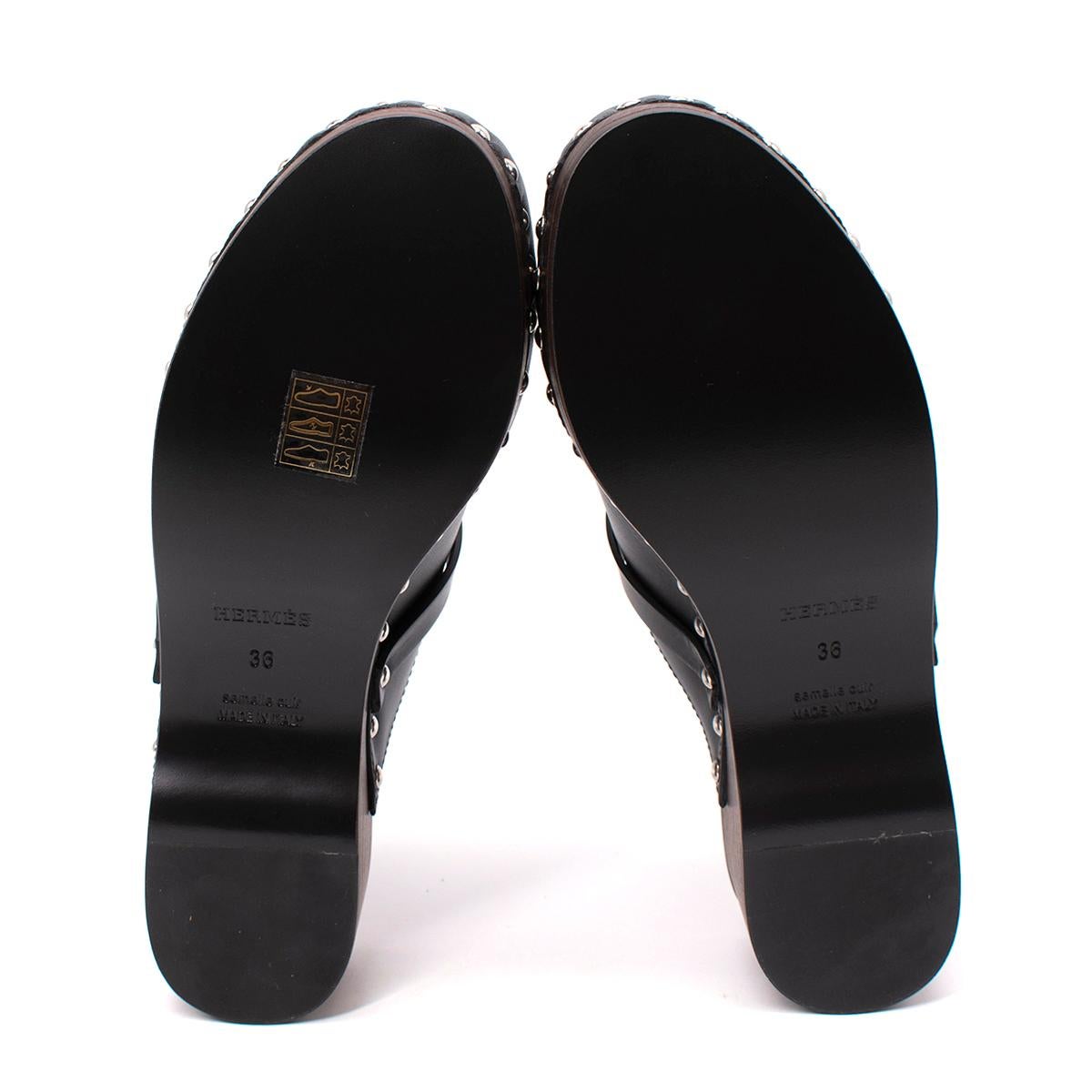 Hermes Black Calfskin Carlotta Mules - Sold Out - Us size 6 For Sale 2