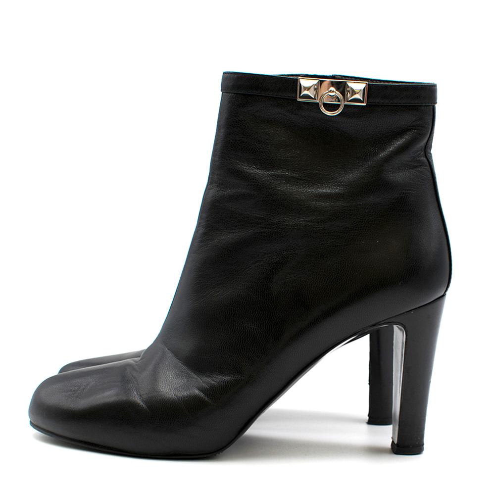 Hermes Black Calfskin Leather Ankle Boots size 38 2
