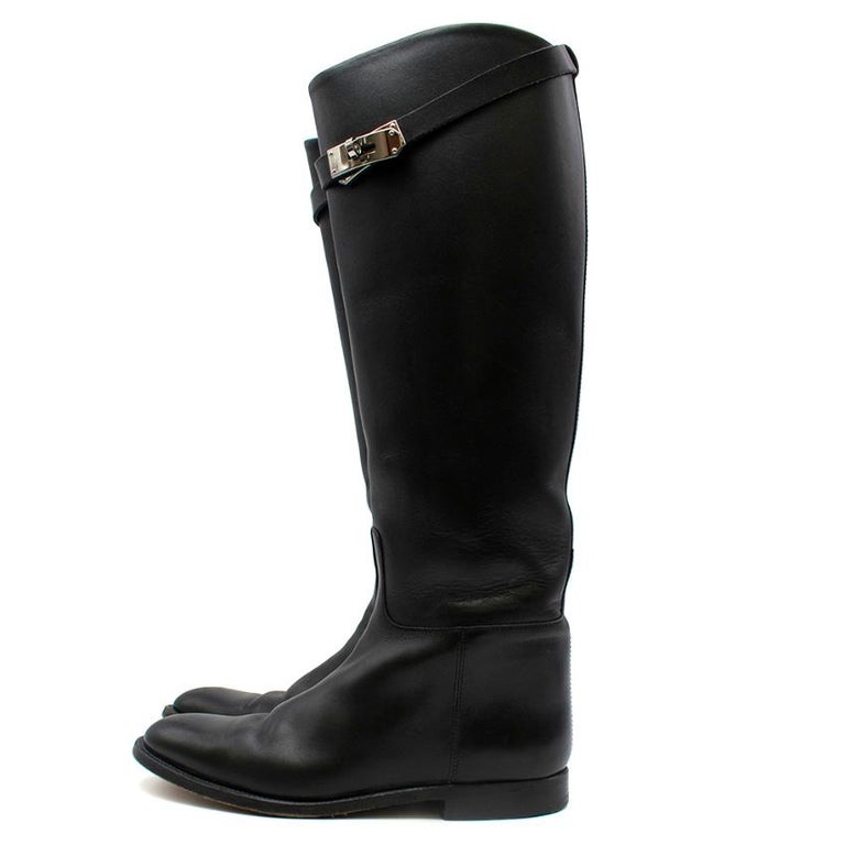 Hermes Black Calfskin Leather Riding Boots 39 at 1stDibs black