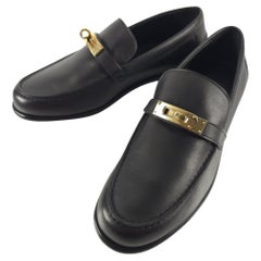 Hermès Black calfskin permabrass-plated Kelly buckle size 36 Destin loafer
