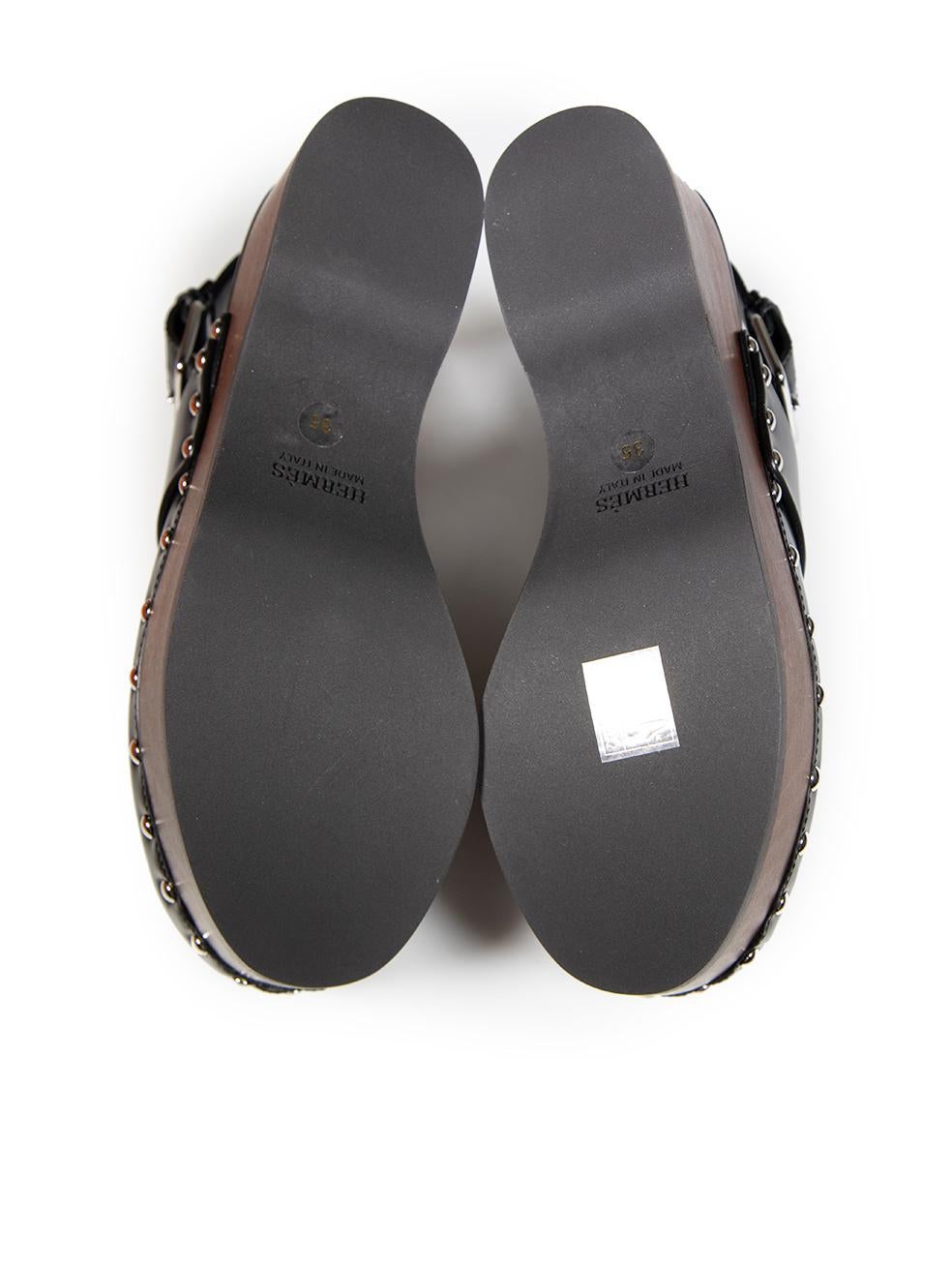 Women's Hermès Black Calfskin Platform Hermione Mules Size IT 35