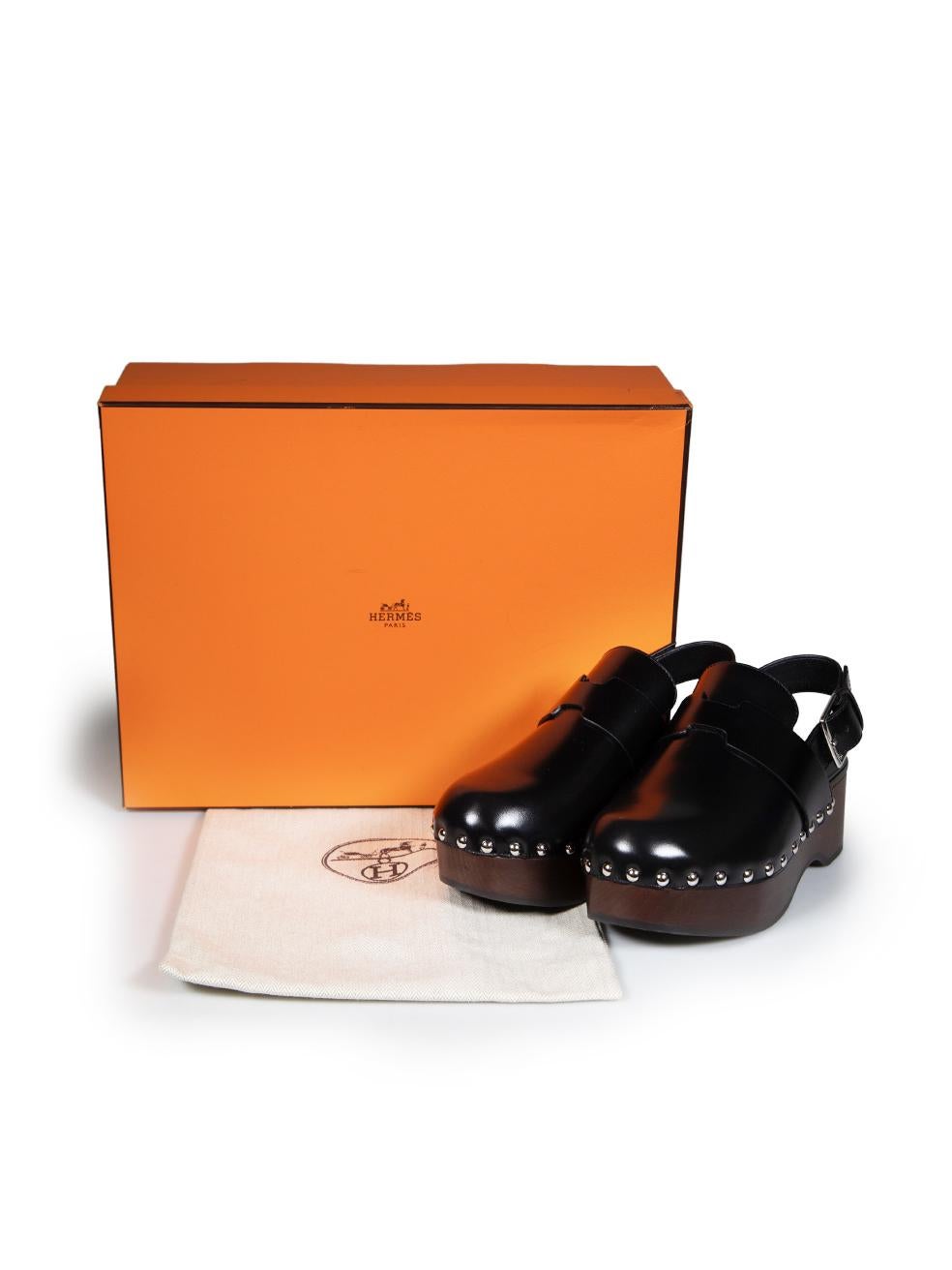 Hermès Black Calfskin Platform Hermione Mules Size IT 35 2