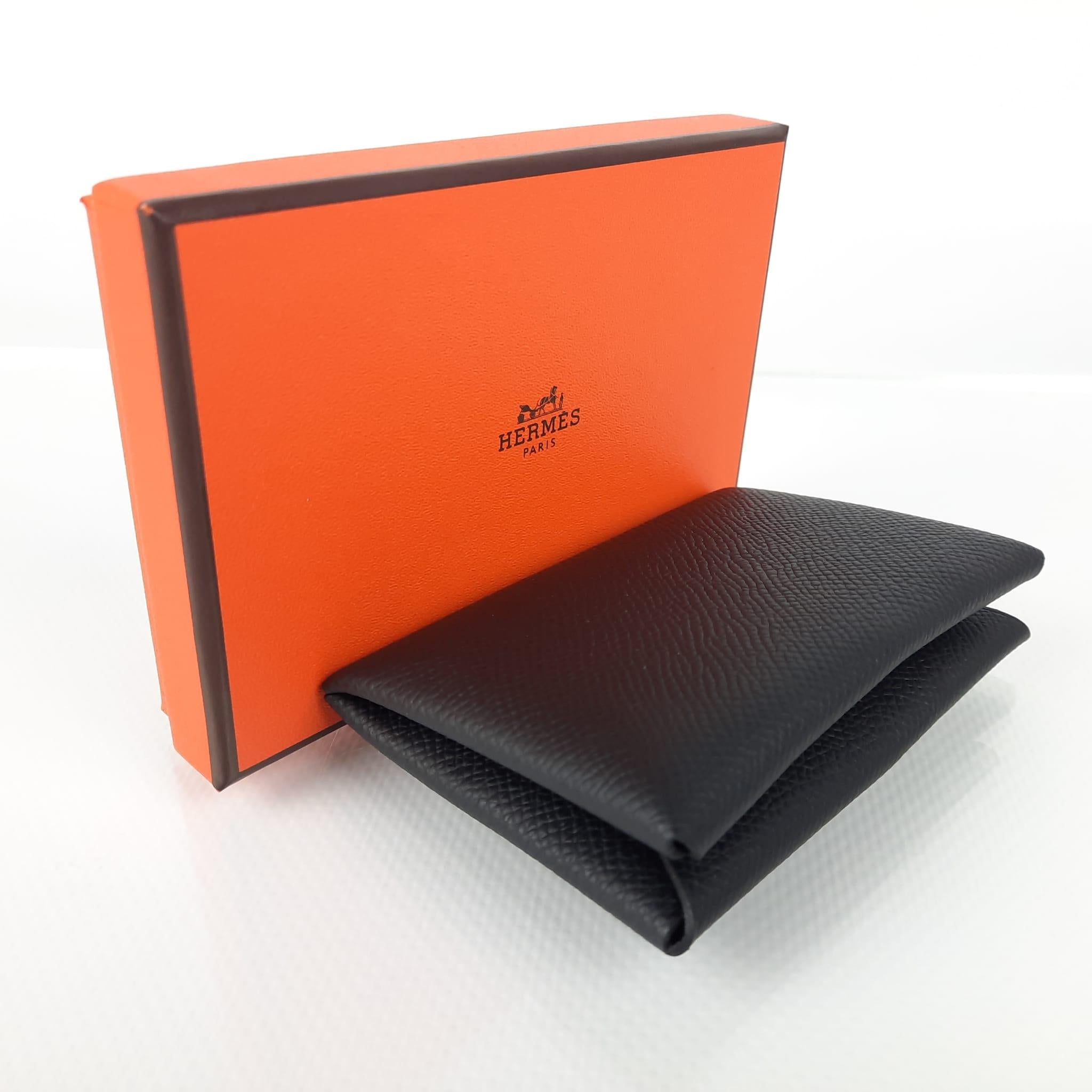Hermes Black Calvi card holder For Sale at 1stDibs hermes card holder