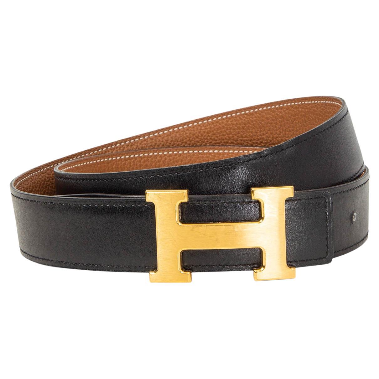 Square Reversible Belt Black Camel / 40